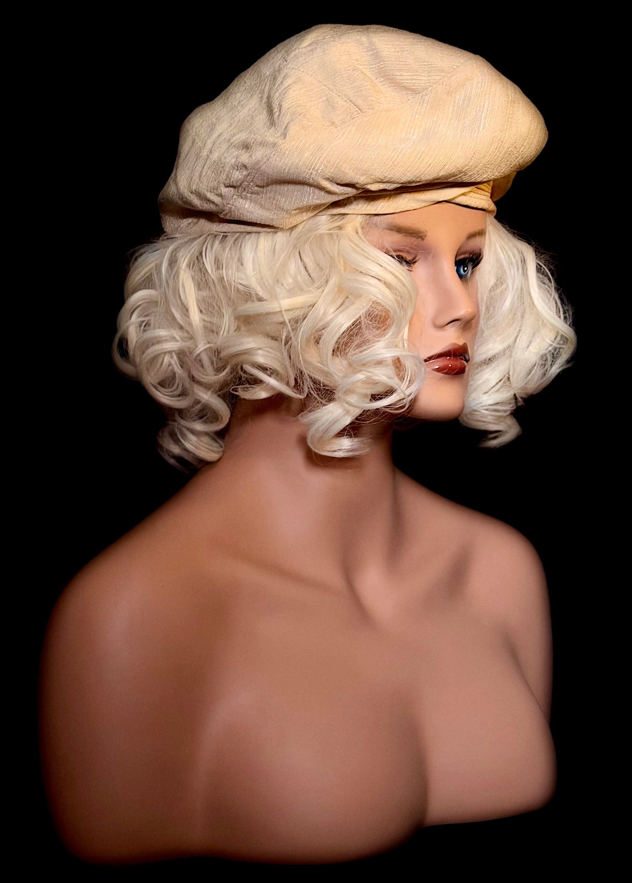 Twist Turban Beret - 1950s Champagne Cream