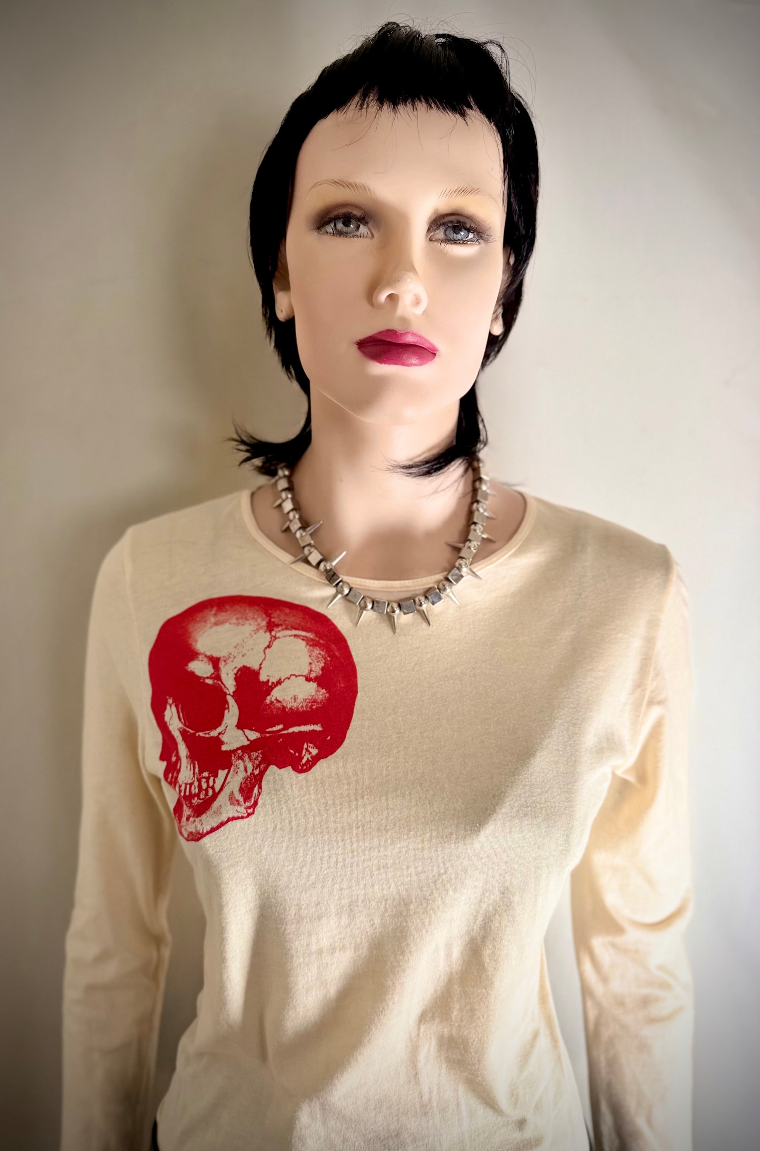 Vintage Libertine Pink Skull Print Long Sleeve Top