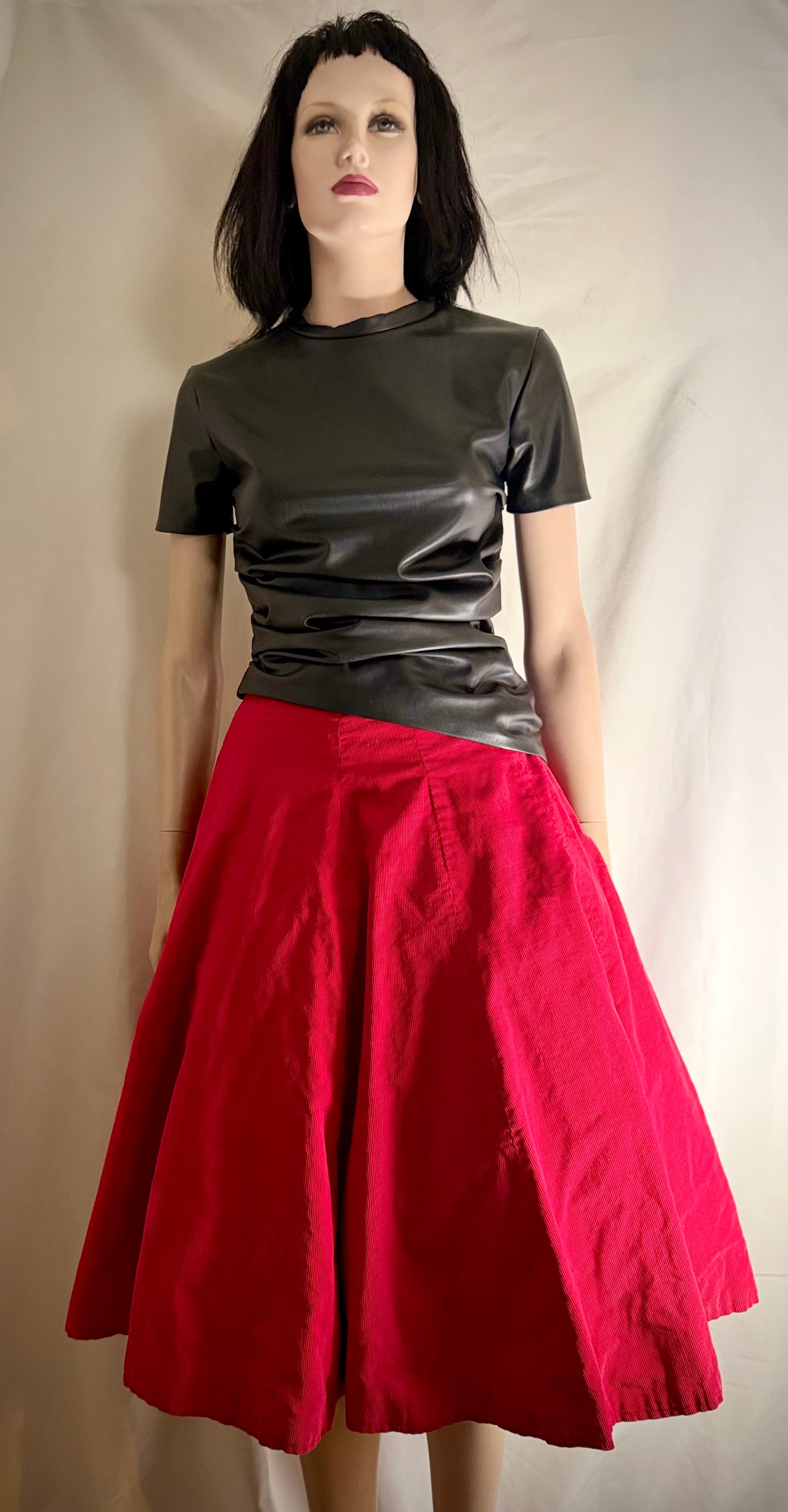 Reversible Red Corduroy Circle Skirt