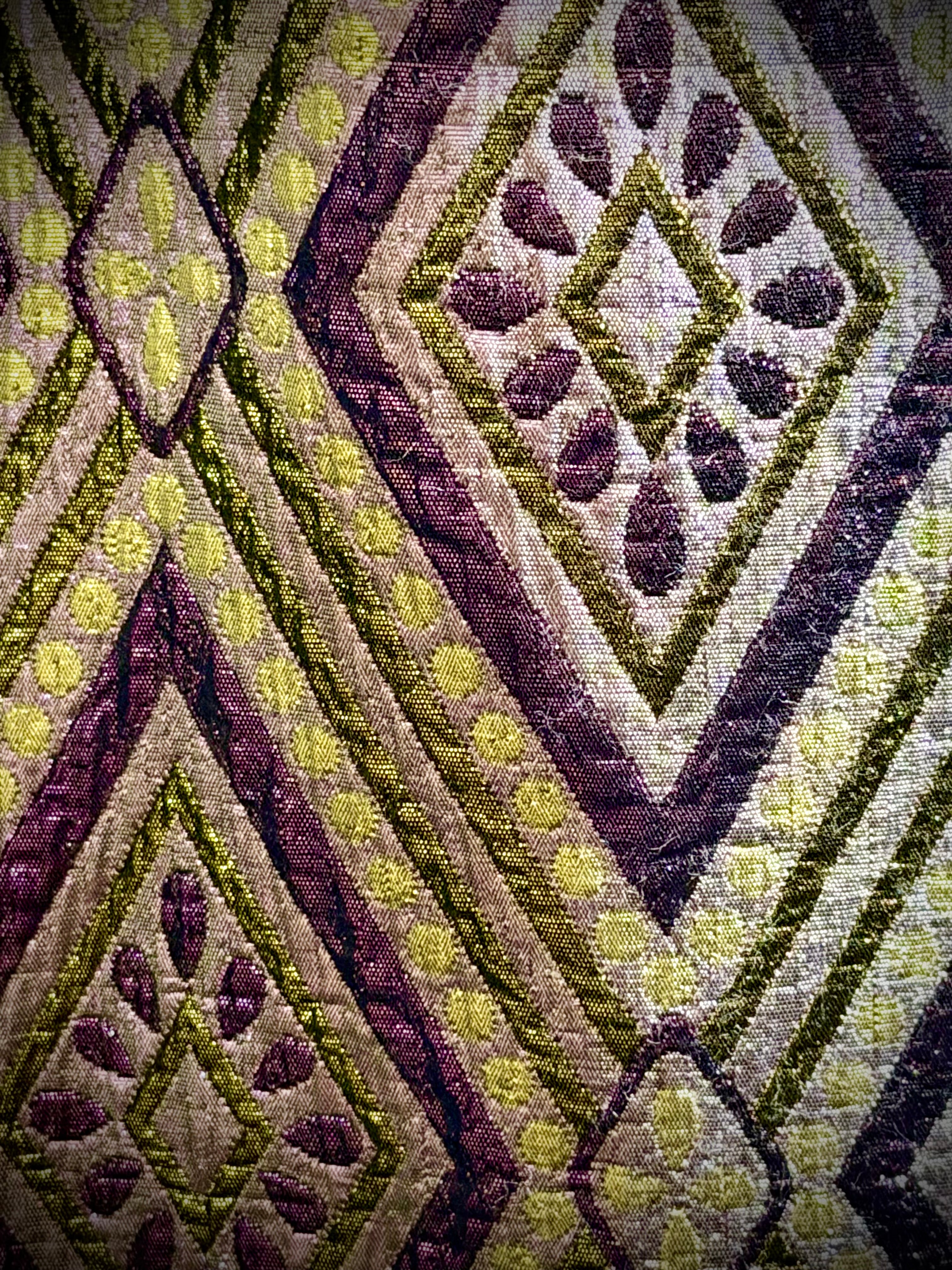 1960s Metallic Brocade A-Line Maxi Skirt - Geometric Op Art Pattern