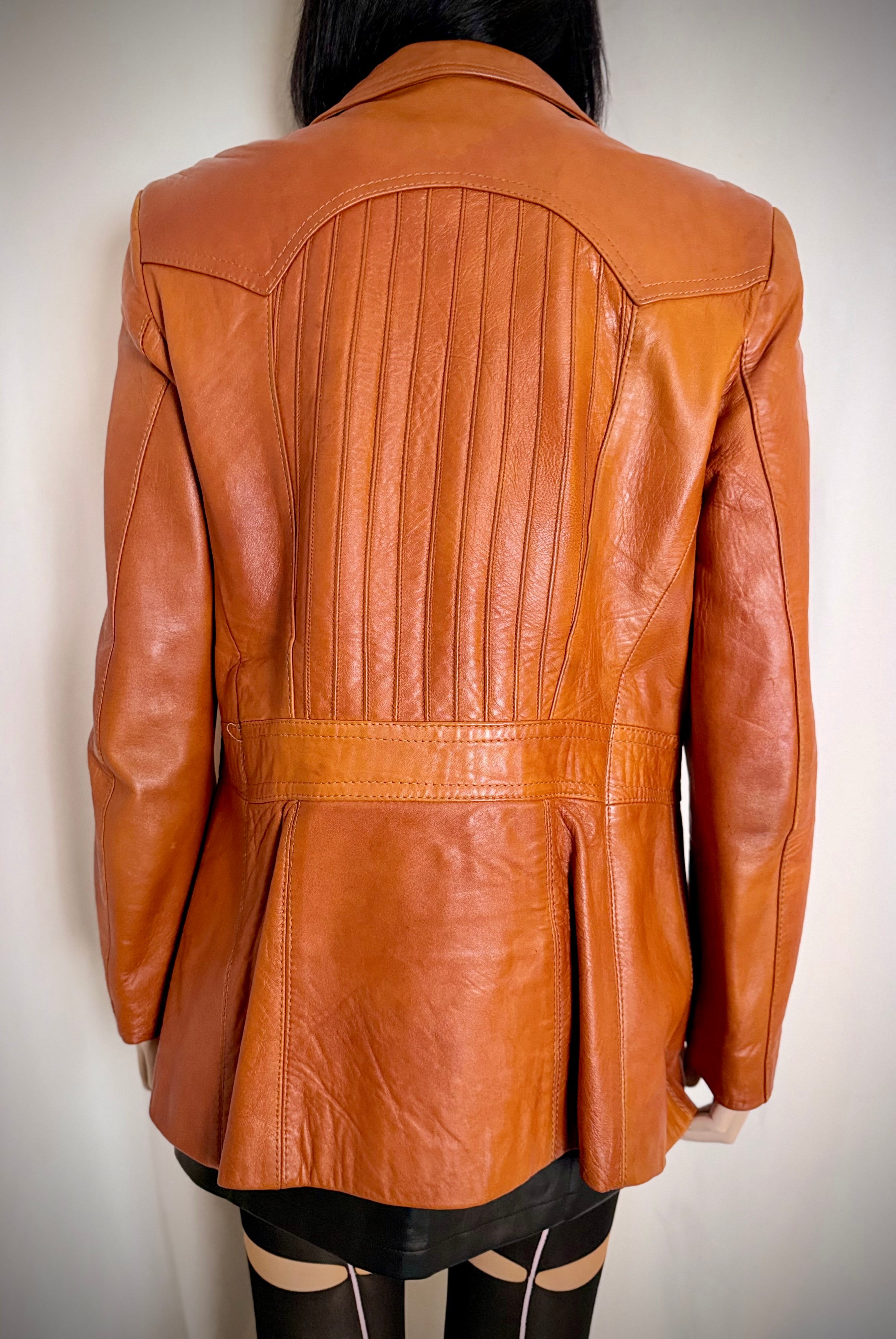 Late 1960s-Early 1970s Cognac Leather Jacket by John Palermo
