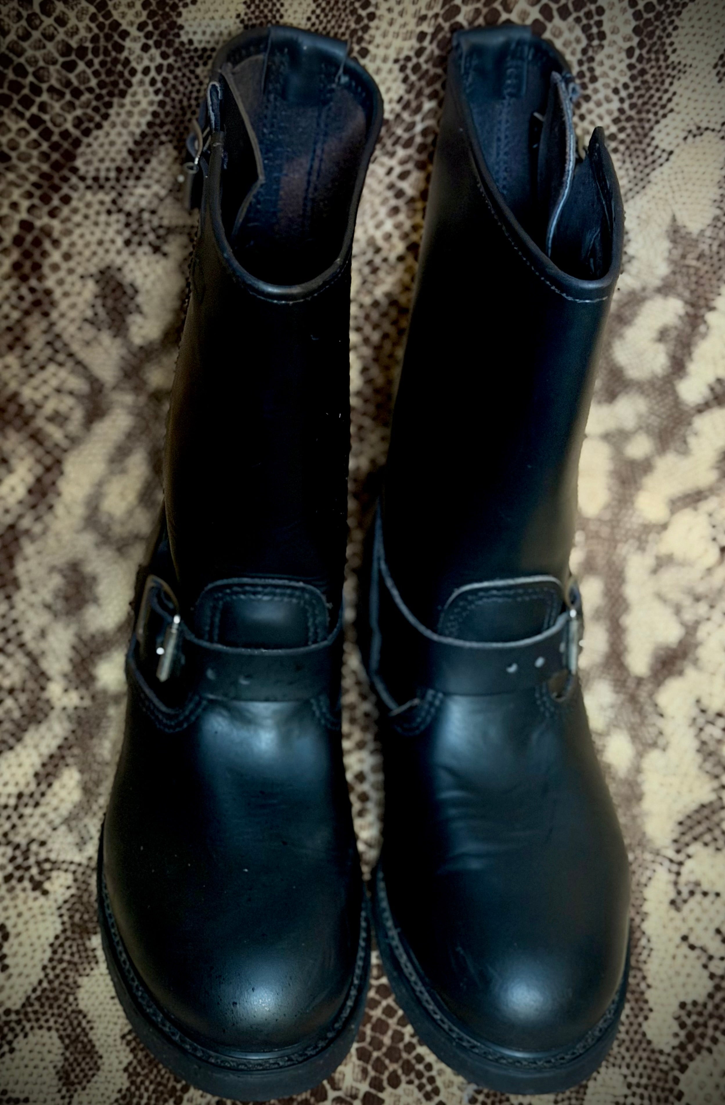 Deadstock 1970s Black Leather Engineer/Biker Boots- Unisex Size 42.5