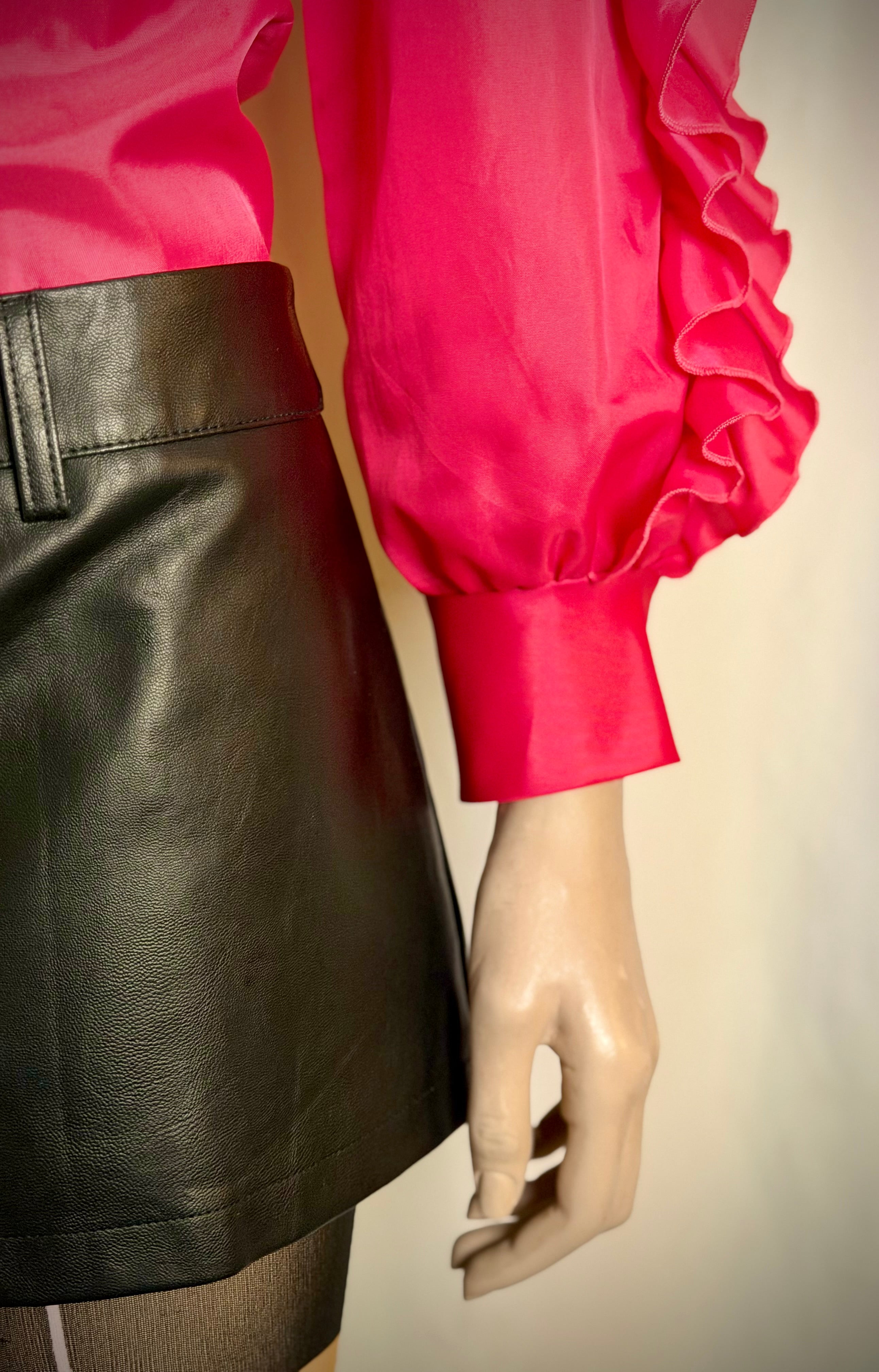 Hot Pink Ruffle Statement Blouse | 80s-90s