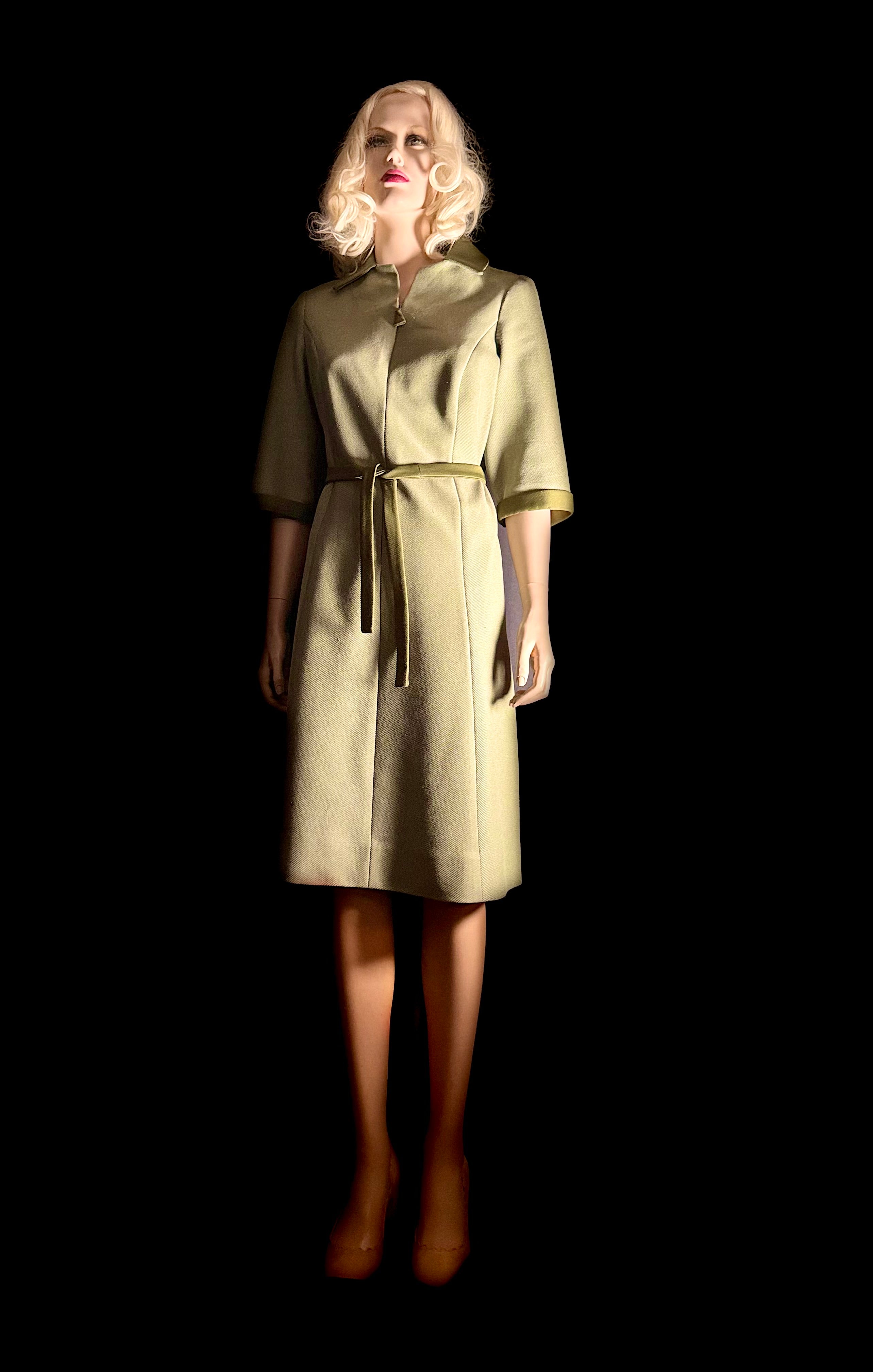 1960s Shift Dress - Olive / Moss Tone