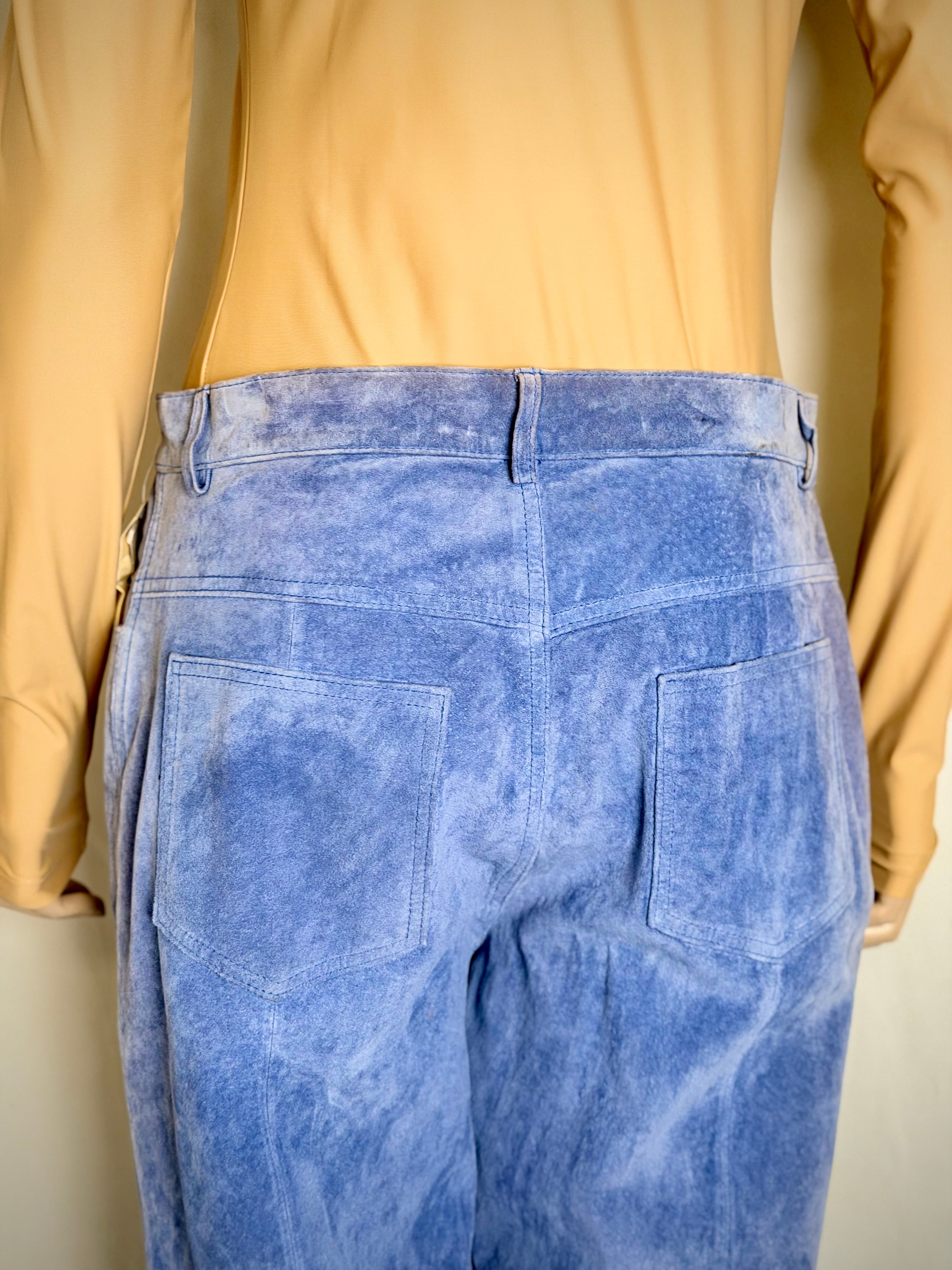 Early 90s Deadstock Powder-Blue Genuine Suede Jeans