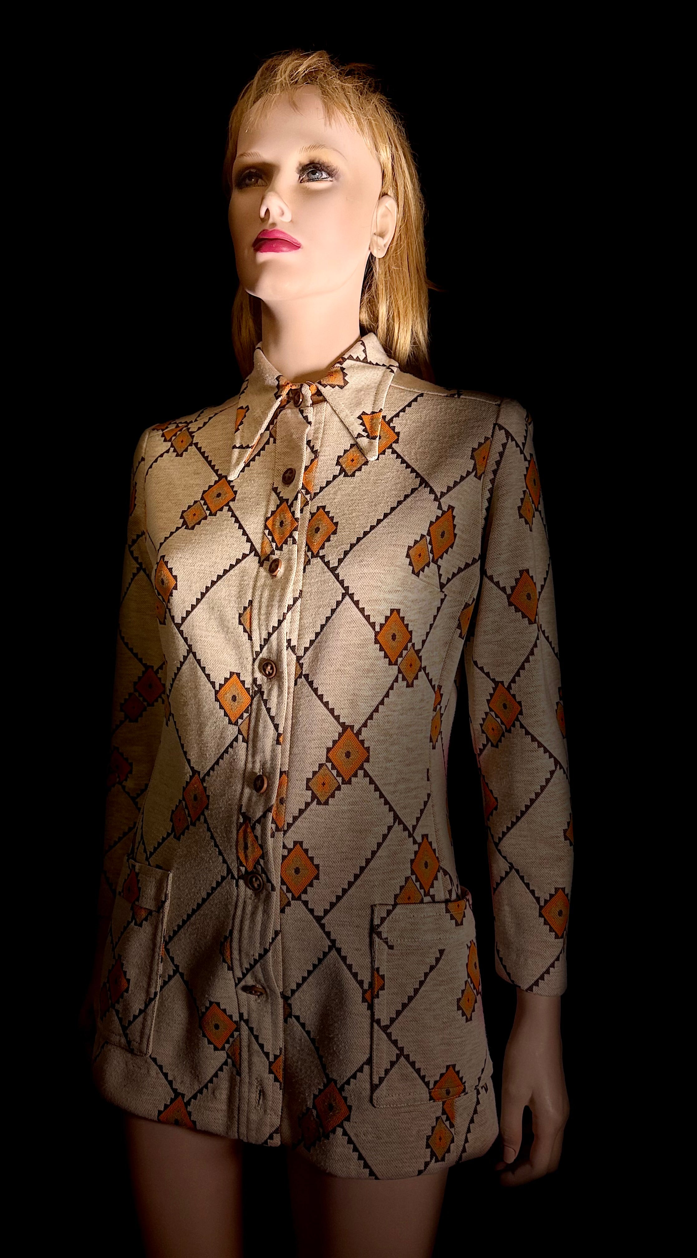 Vintage Late-60s / Early-70s Geometric Button-Up Shirt