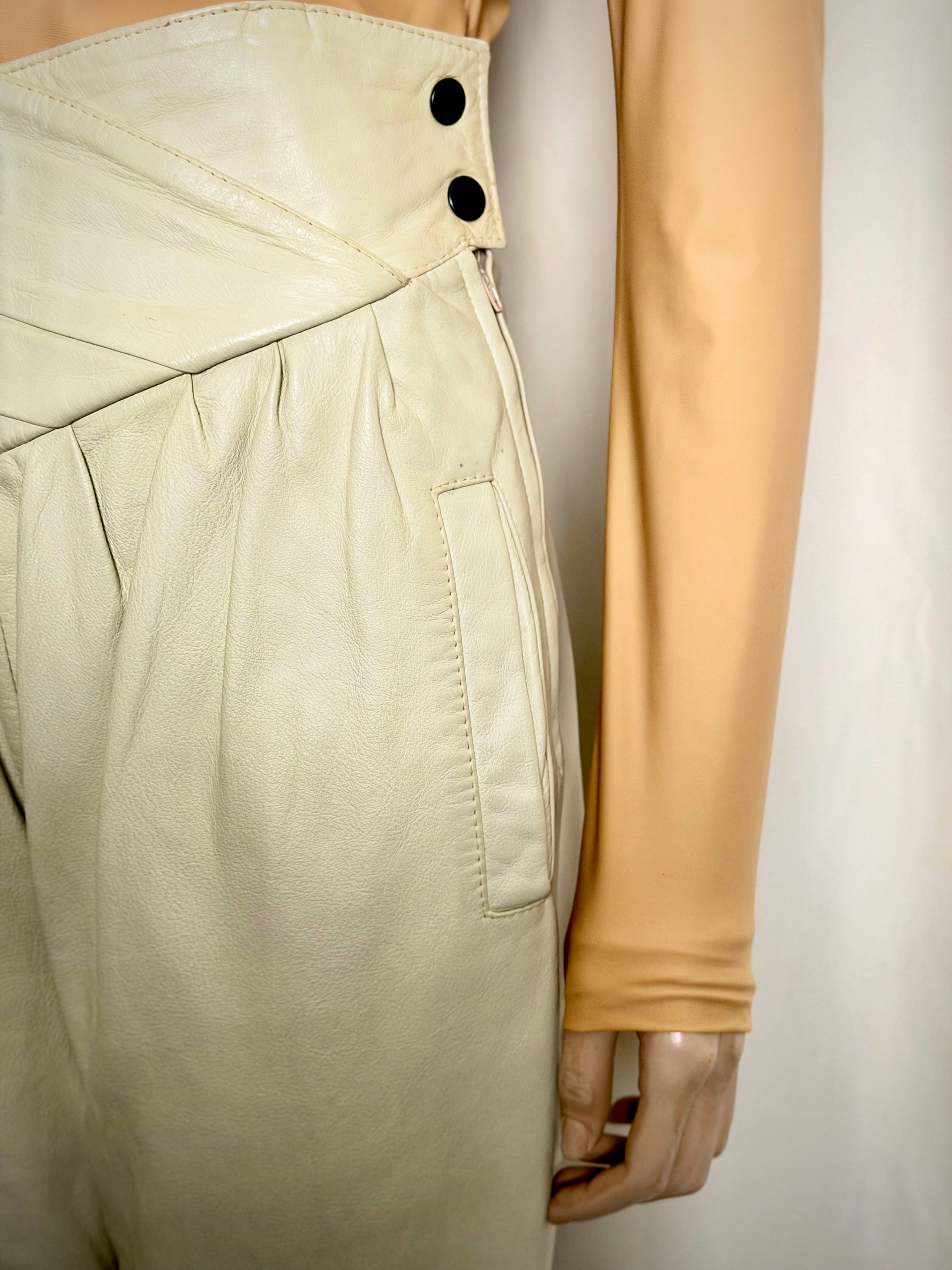 Butter-Soft Ivory Leather Pants