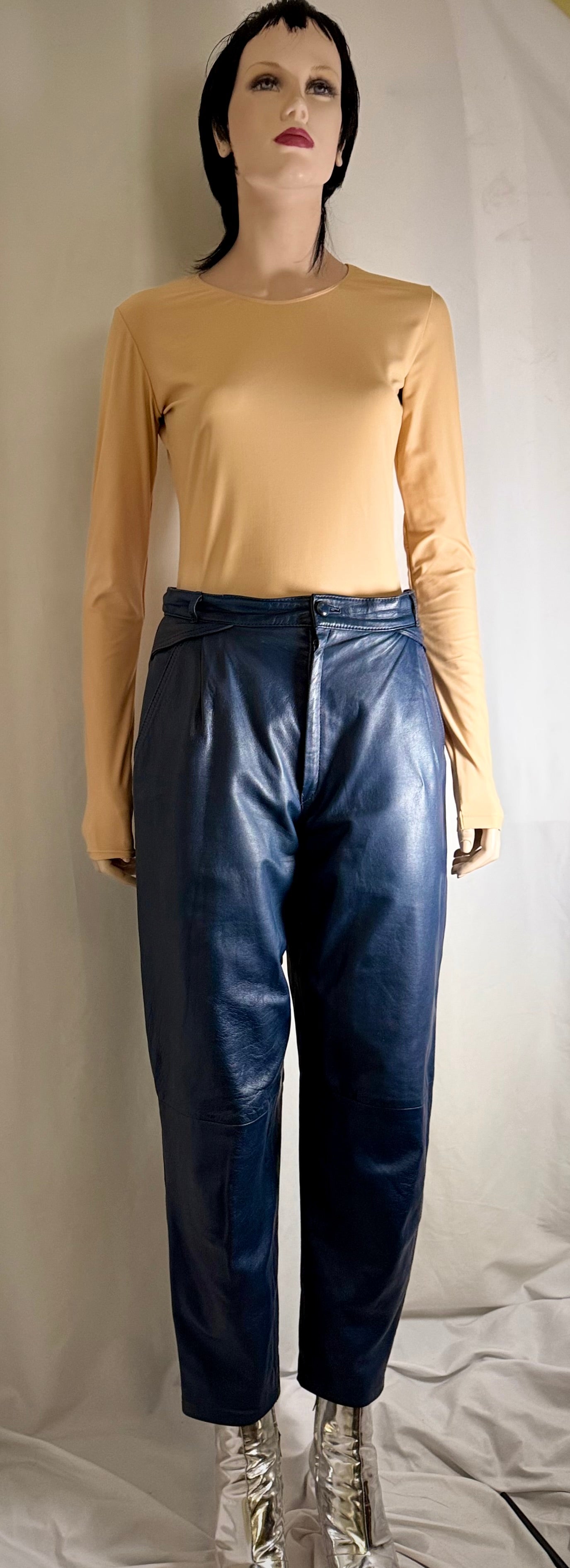 Vintage Butter-Soft Navy Leather Pants