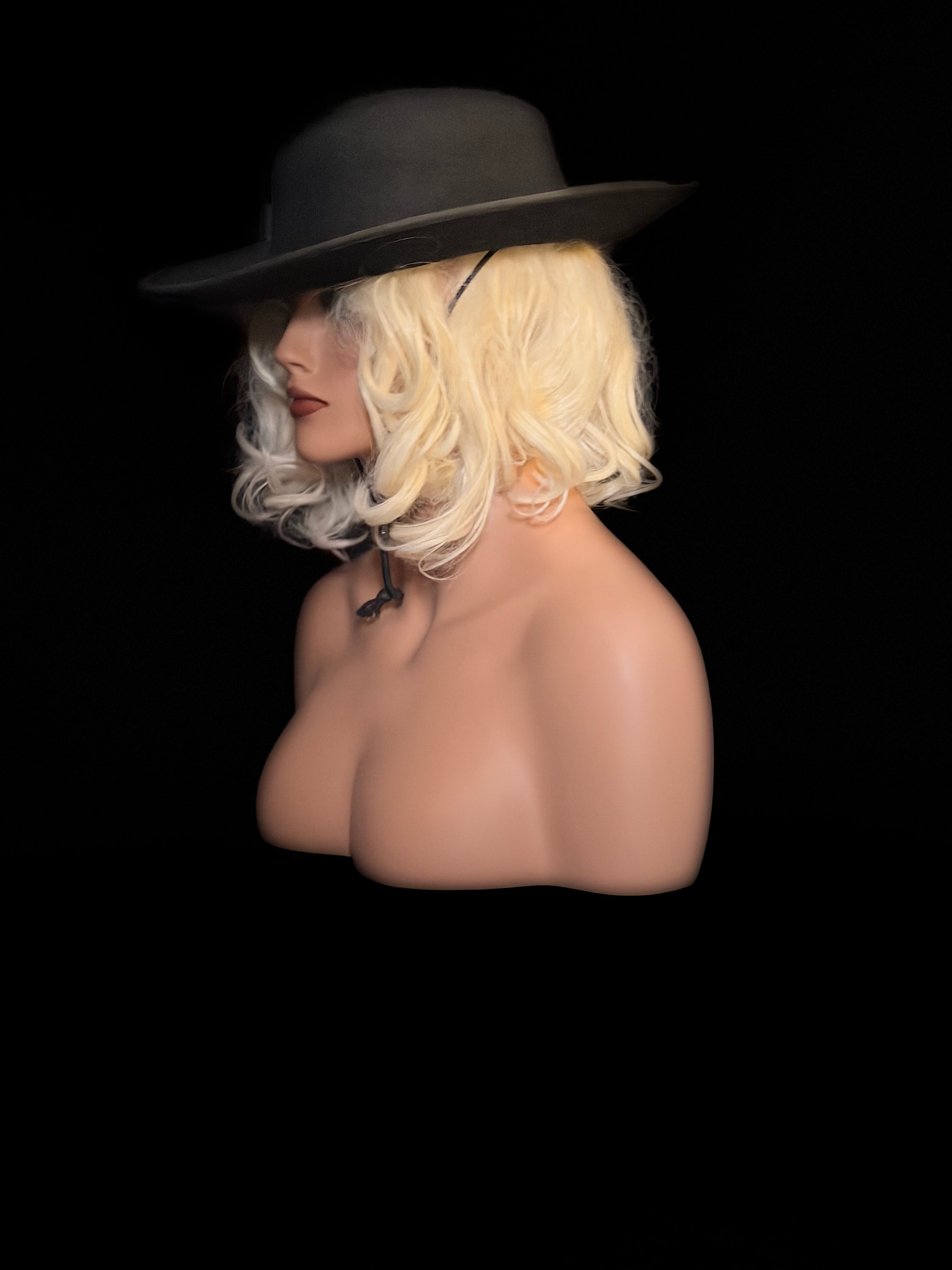 Black Wool Felt Wide-Brim Hat (1960s)