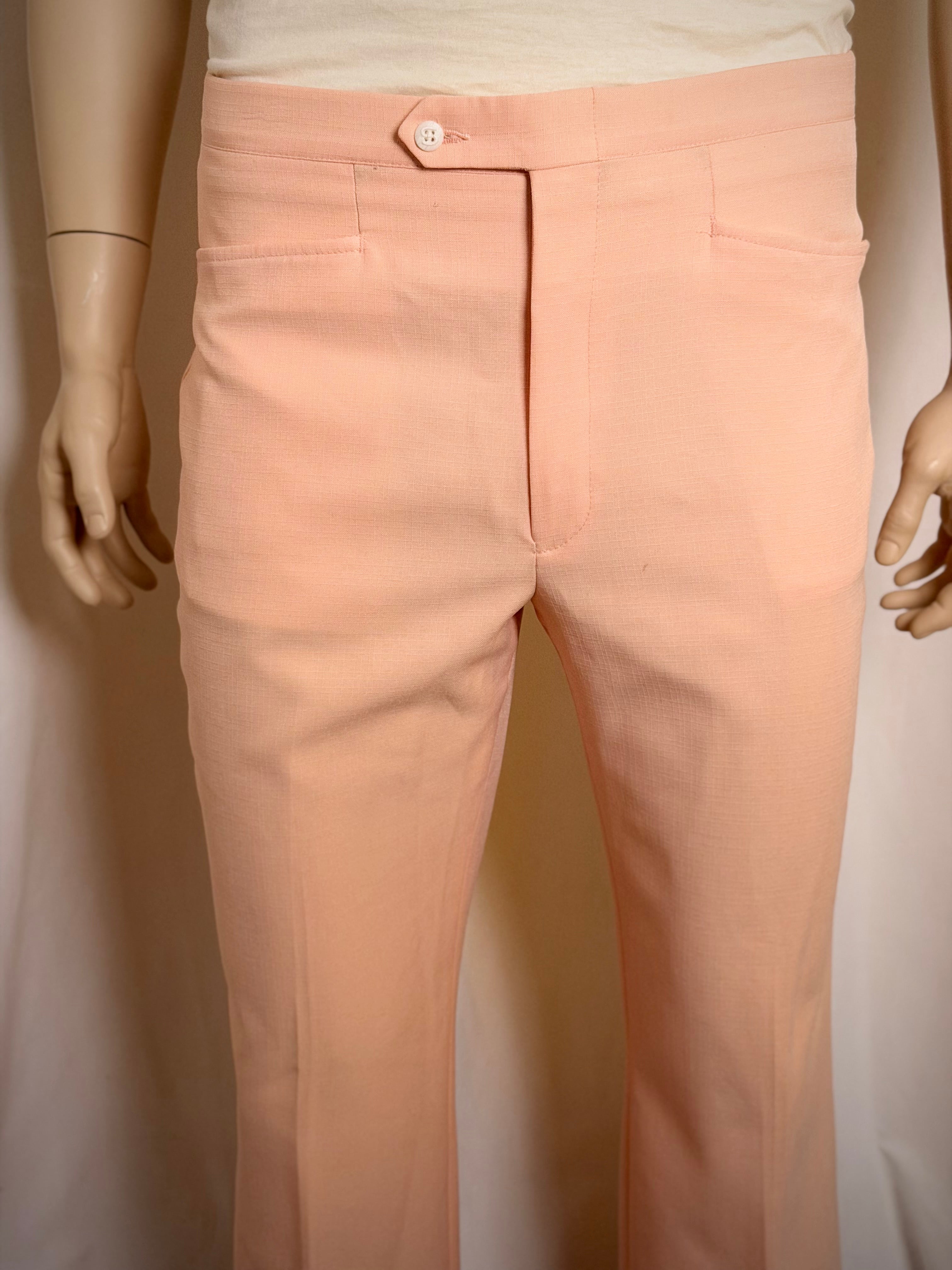 Late 1960s Apricot Tailored Trousers - High Rise | Cropped Length