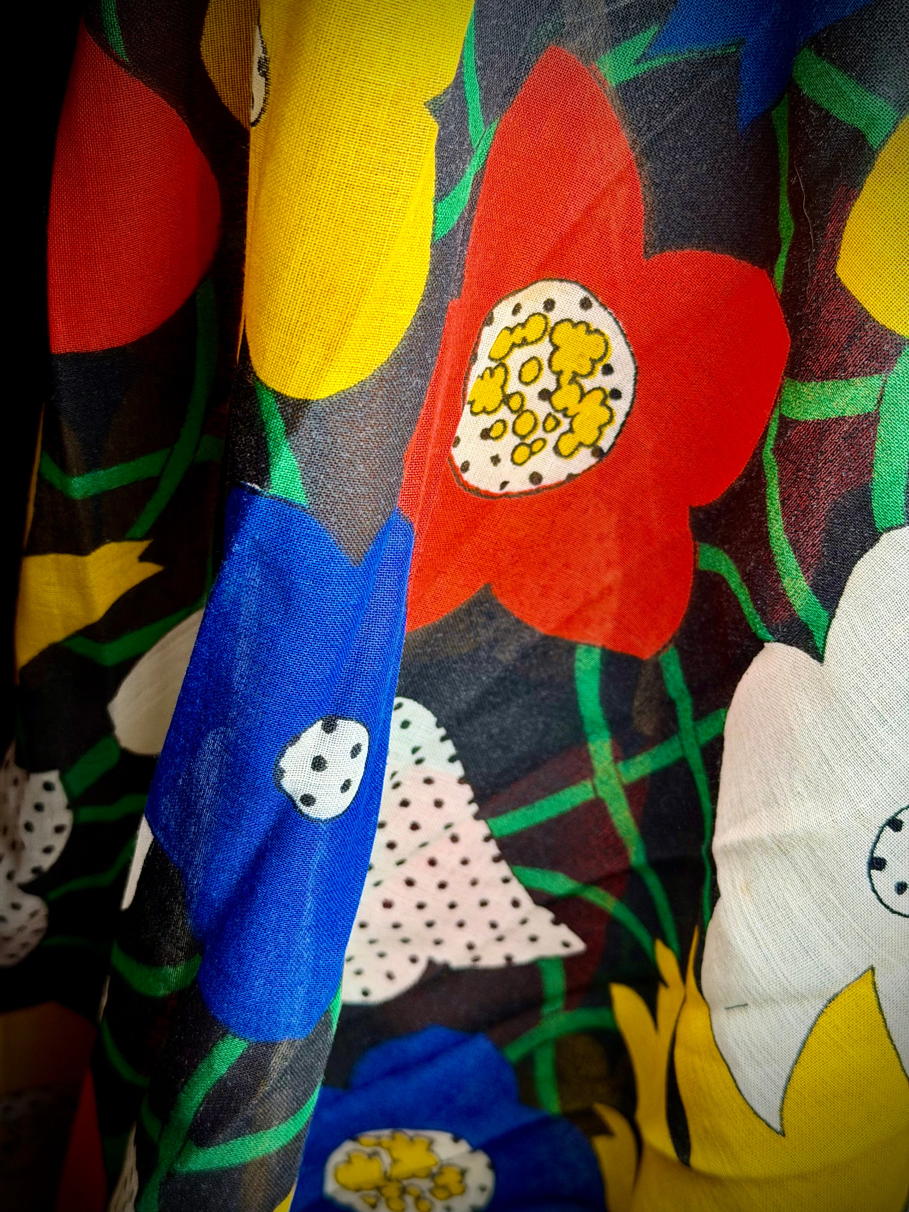 1960s Semi-Sheer Cotton Floral Maxi Skirt