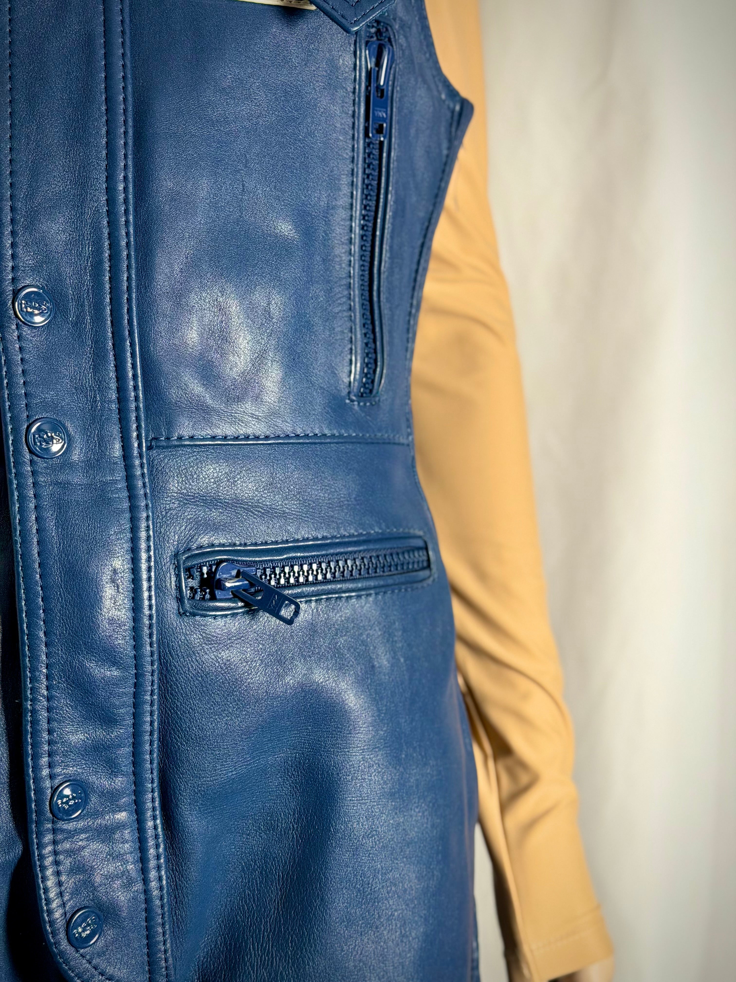 Vintage IXS Blue Leather Motorcycle Overalls -Rare