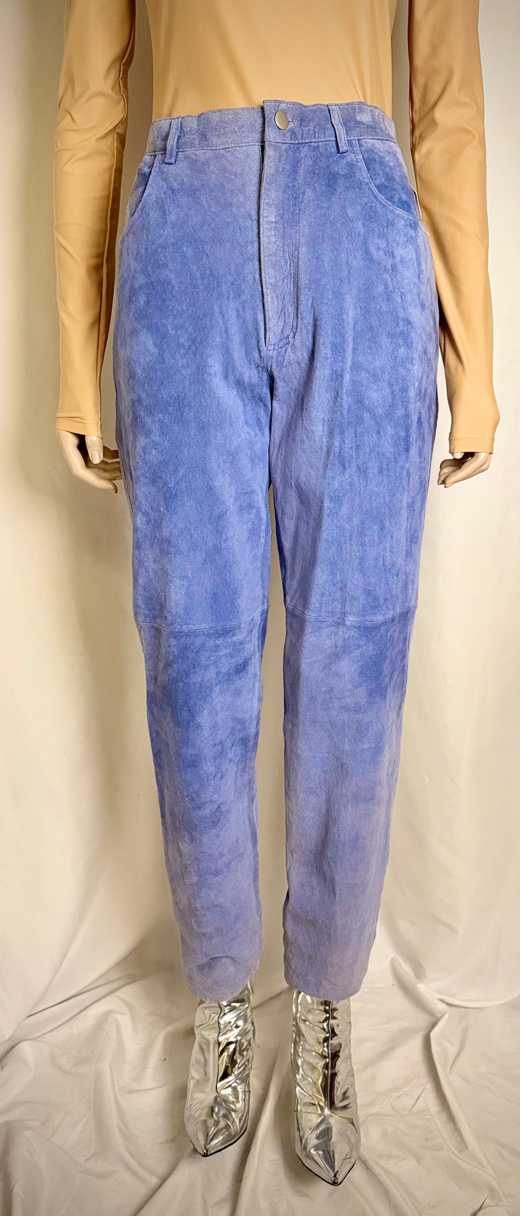 Early 90s Deadstock Powder-Blue Genuine Suede Jeans