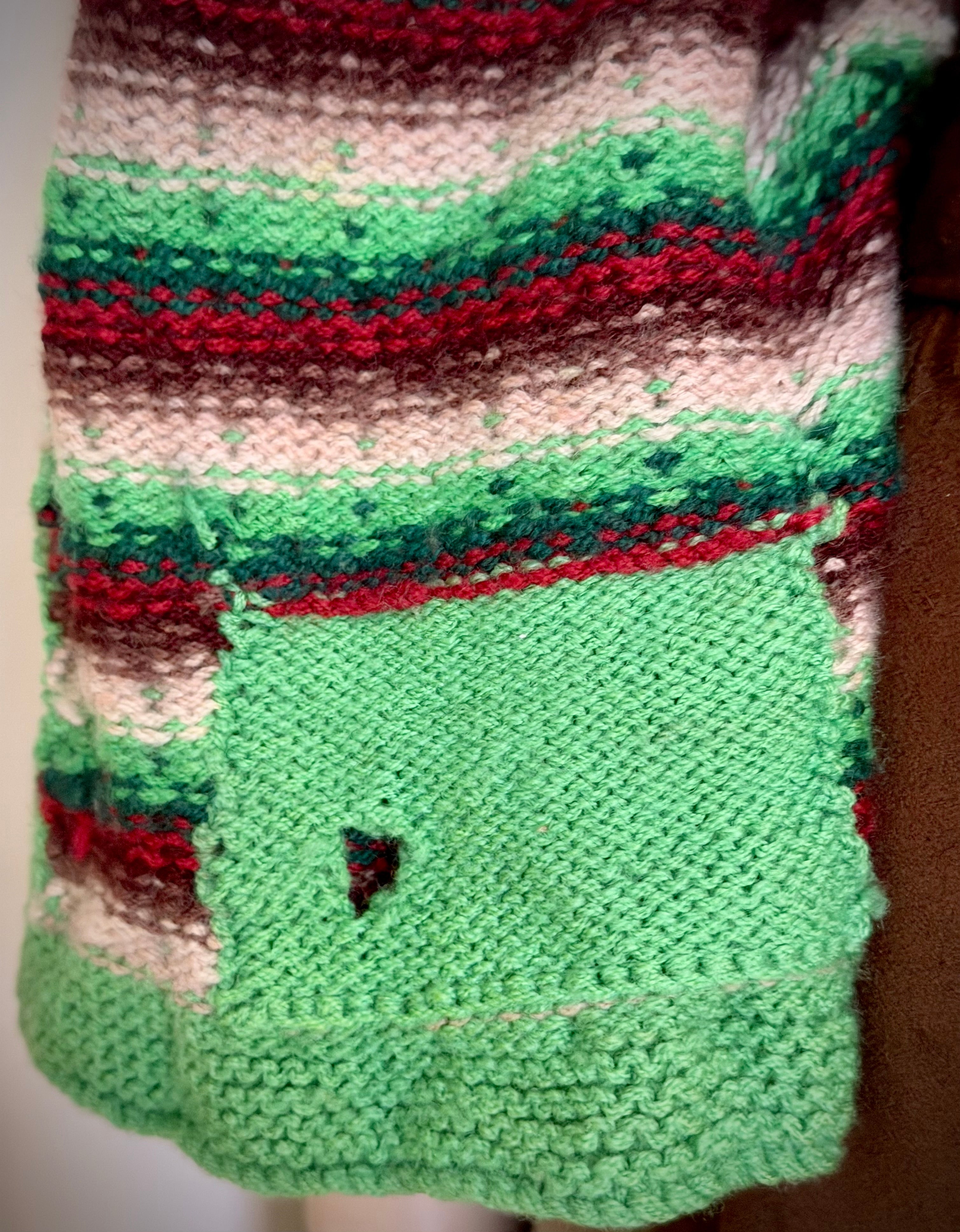 1940s-50s Hand-Knitted Wool Vest | Folk Stripe Knit
