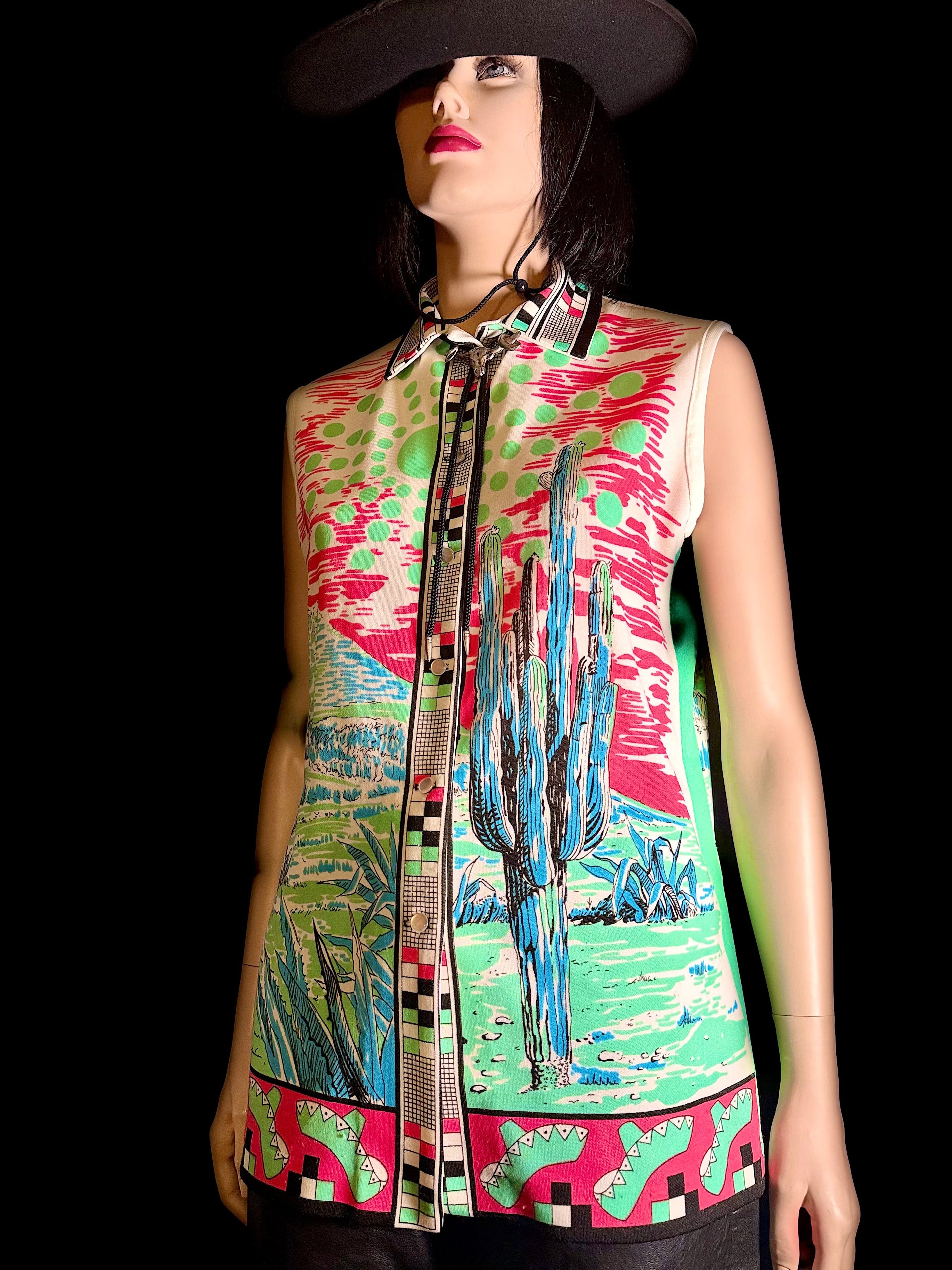 Vintage Hamilton Dallas Southwestern Novelty Print Longline Shirt | Texas