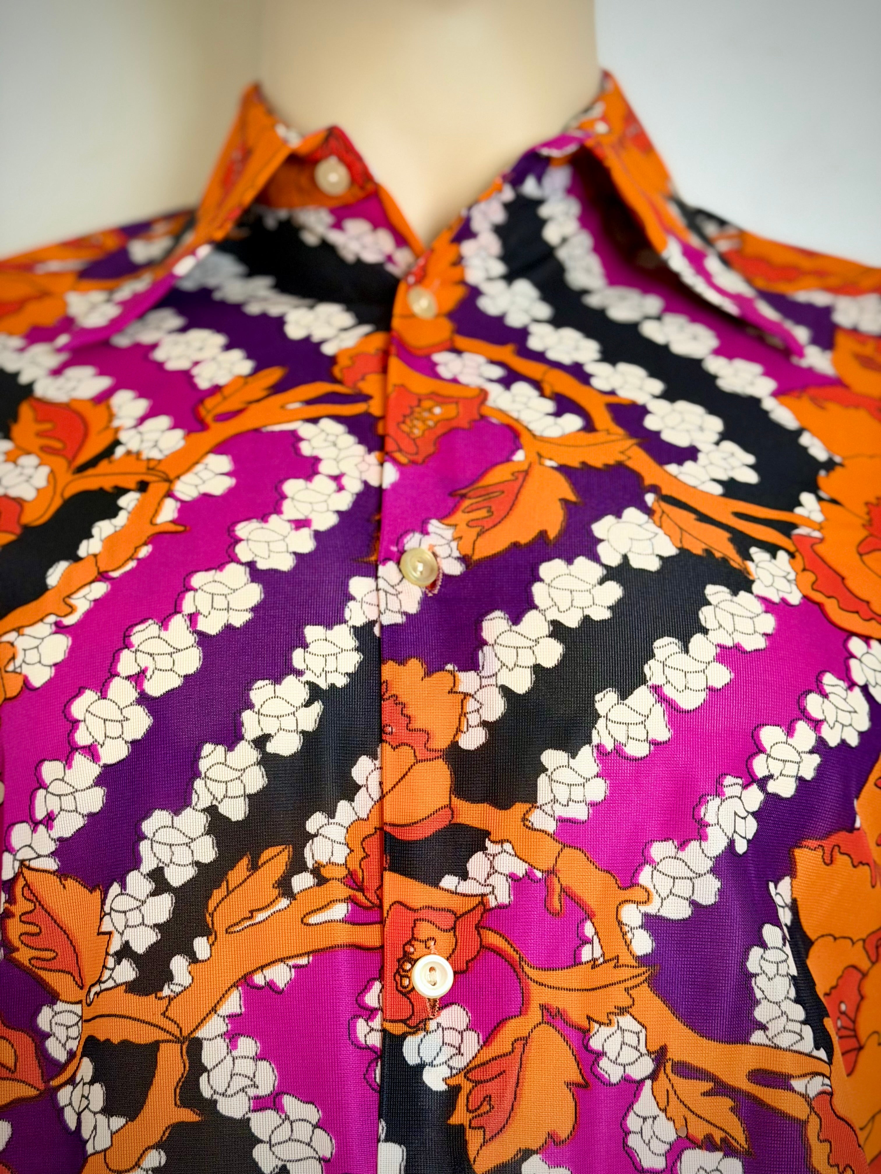 Vintage 1970s Semi-Sheer Psychedelic Floral Shirt
