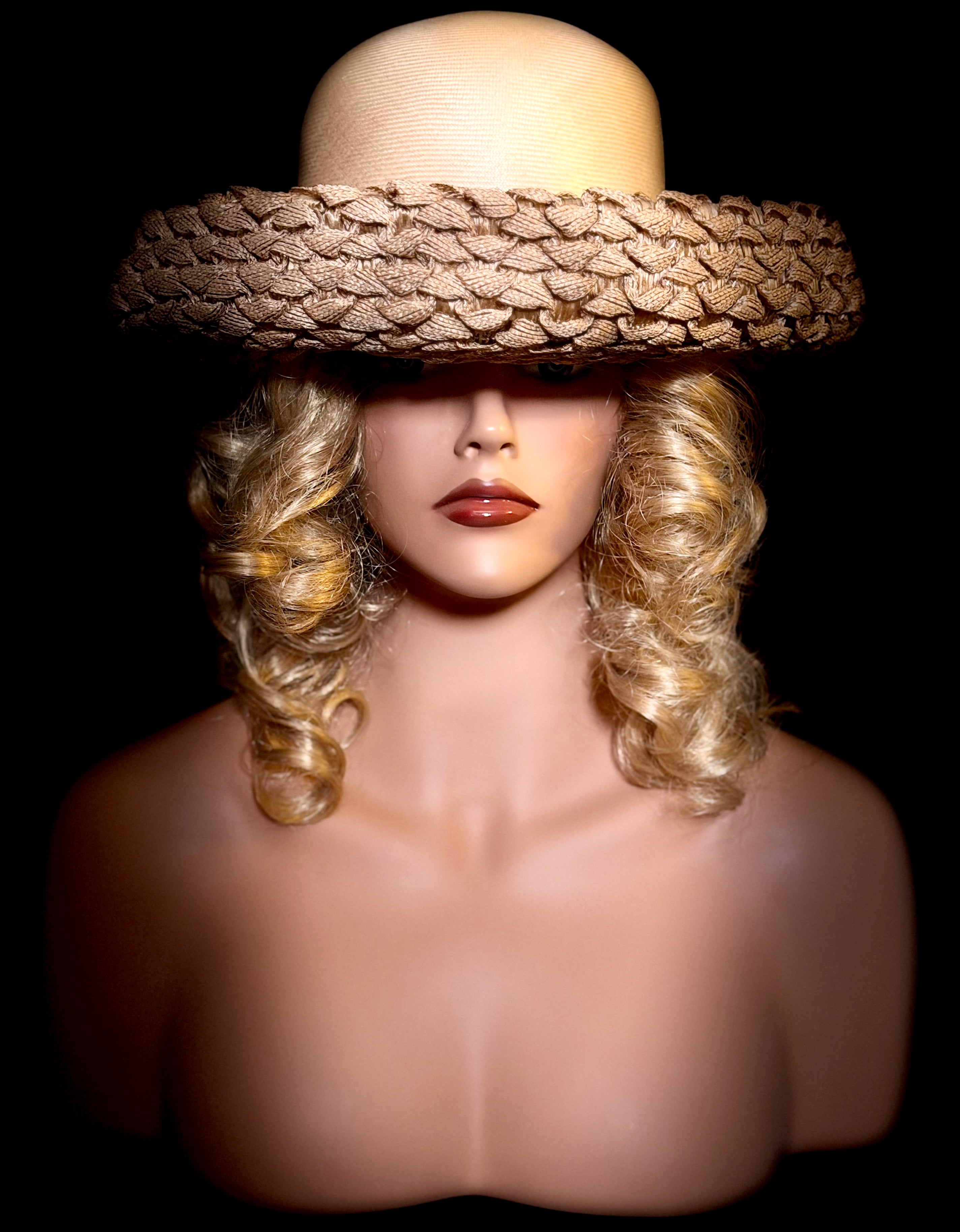Mid-Century Straw Hat by MK Milliners Sydney - Sculptural Braided Brim