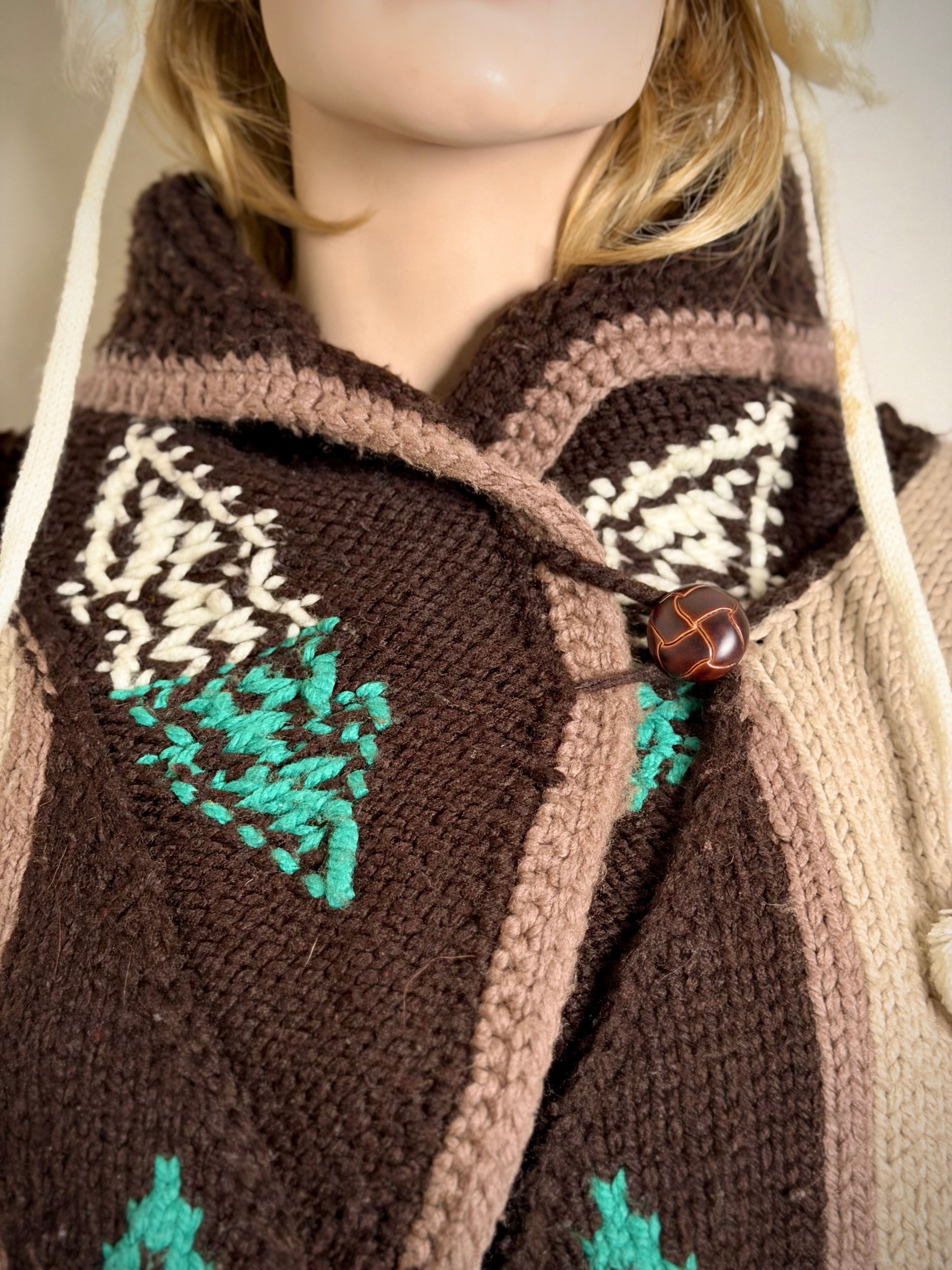Authentic Vintage Cowichan Cardigan - Hand-Knit Wool