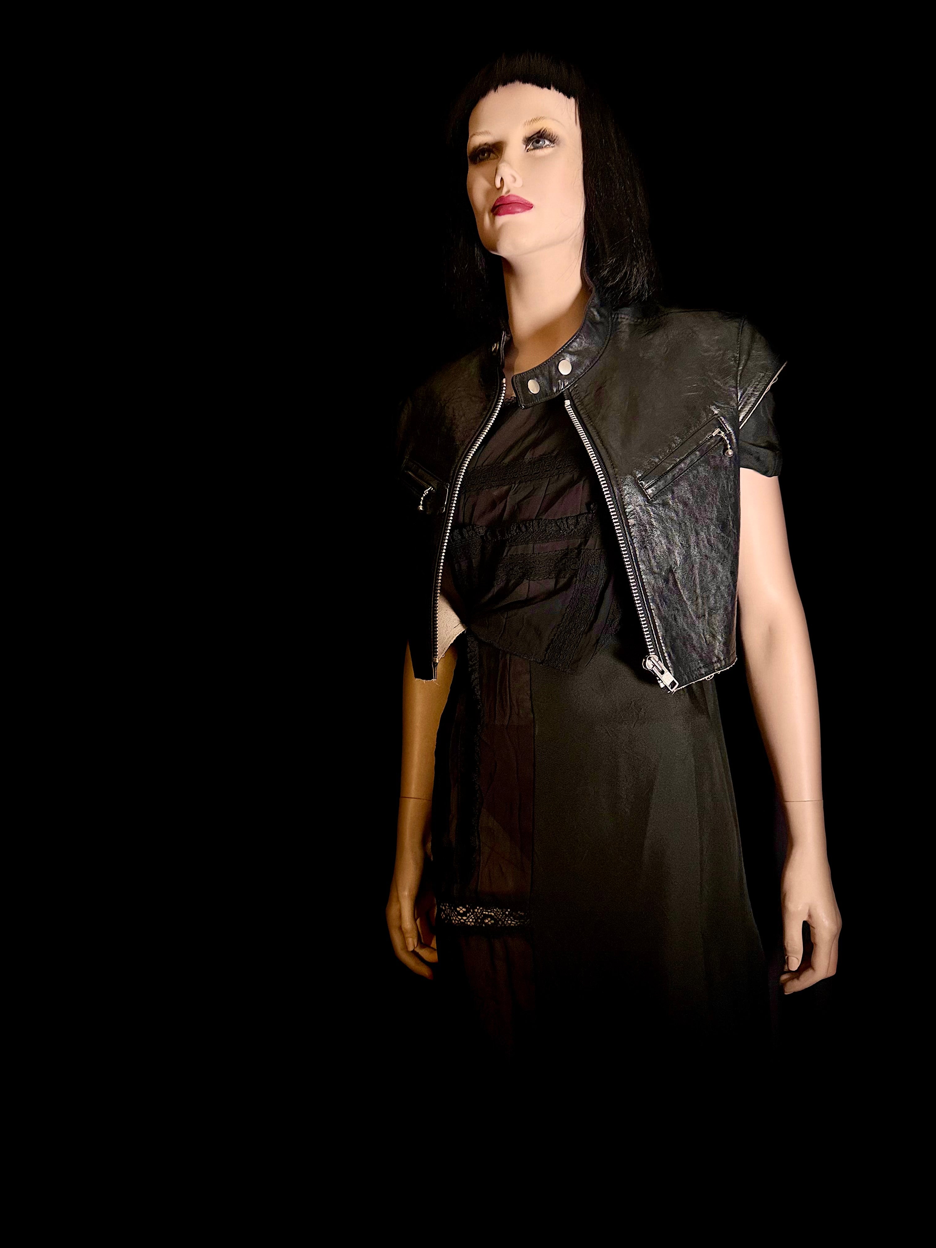 Junya Watanabe Comme des Garçons Deconstructed Patchwork Dress - Avant-Garde Sheer Overlay - Made in Japan - Size S