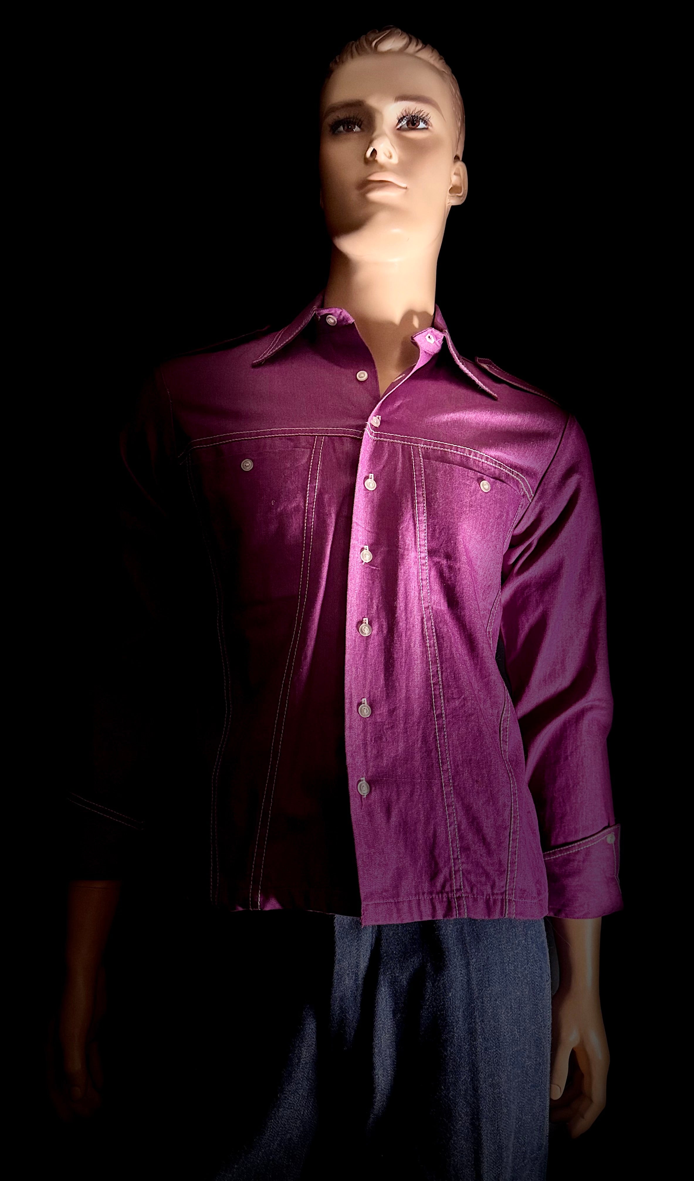 1960s Bisley Australian-Made Purple Denim Work Shirt – Deadstock