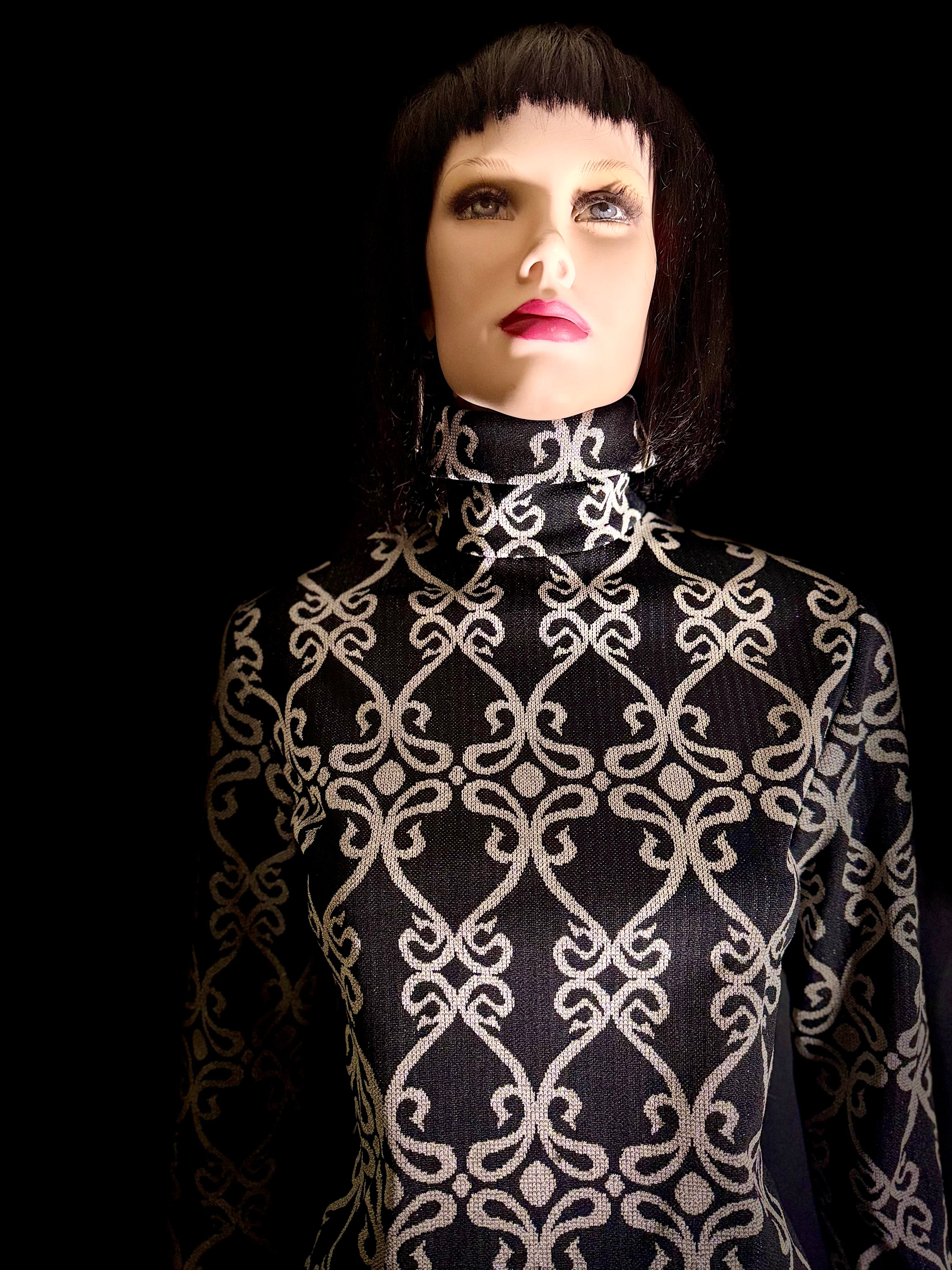 1980s Black & Silver Lurex Bodysuit