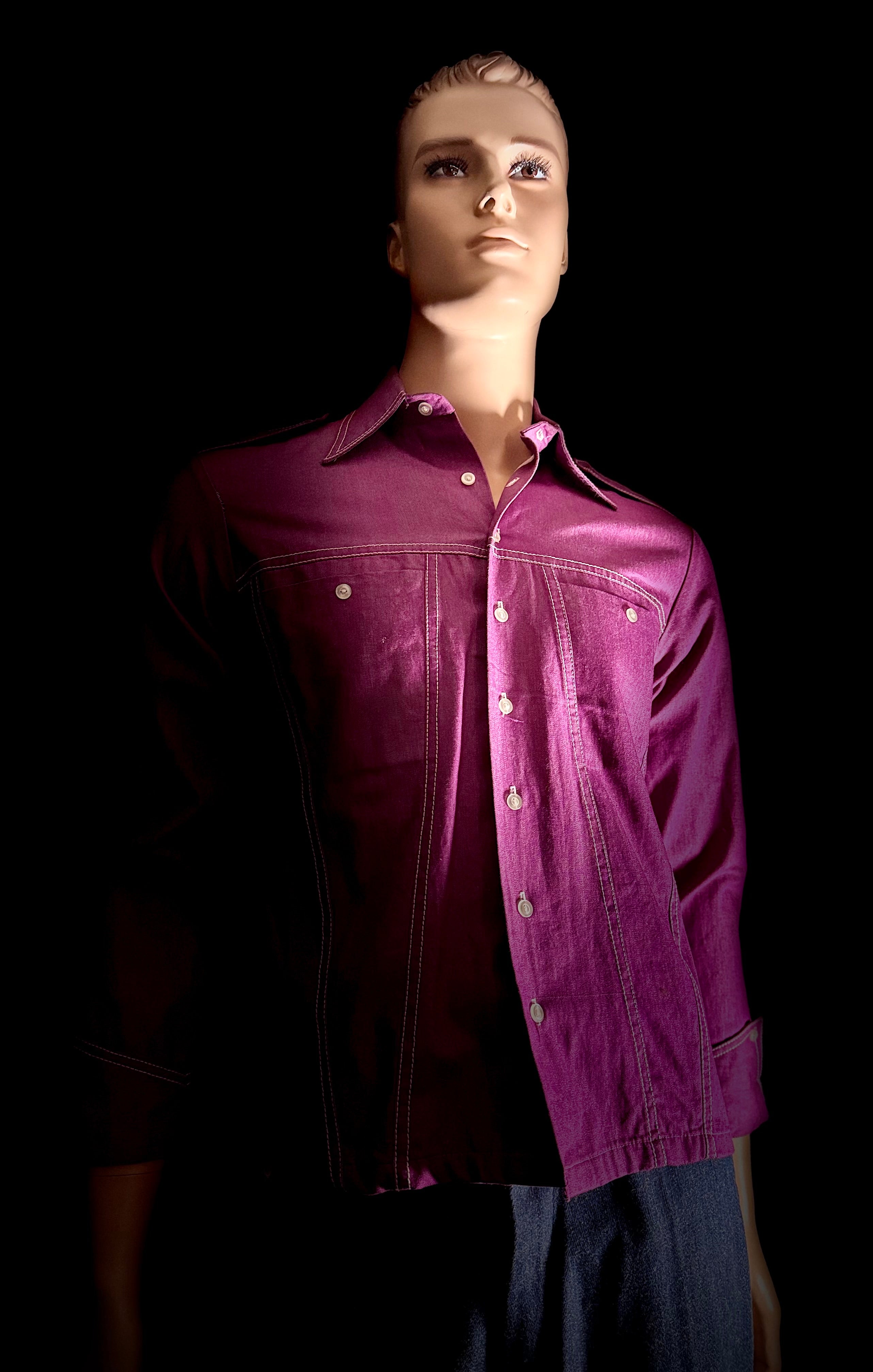 1960s Bisley Australian-Made Purple Denim Work Shirt – Deadstock