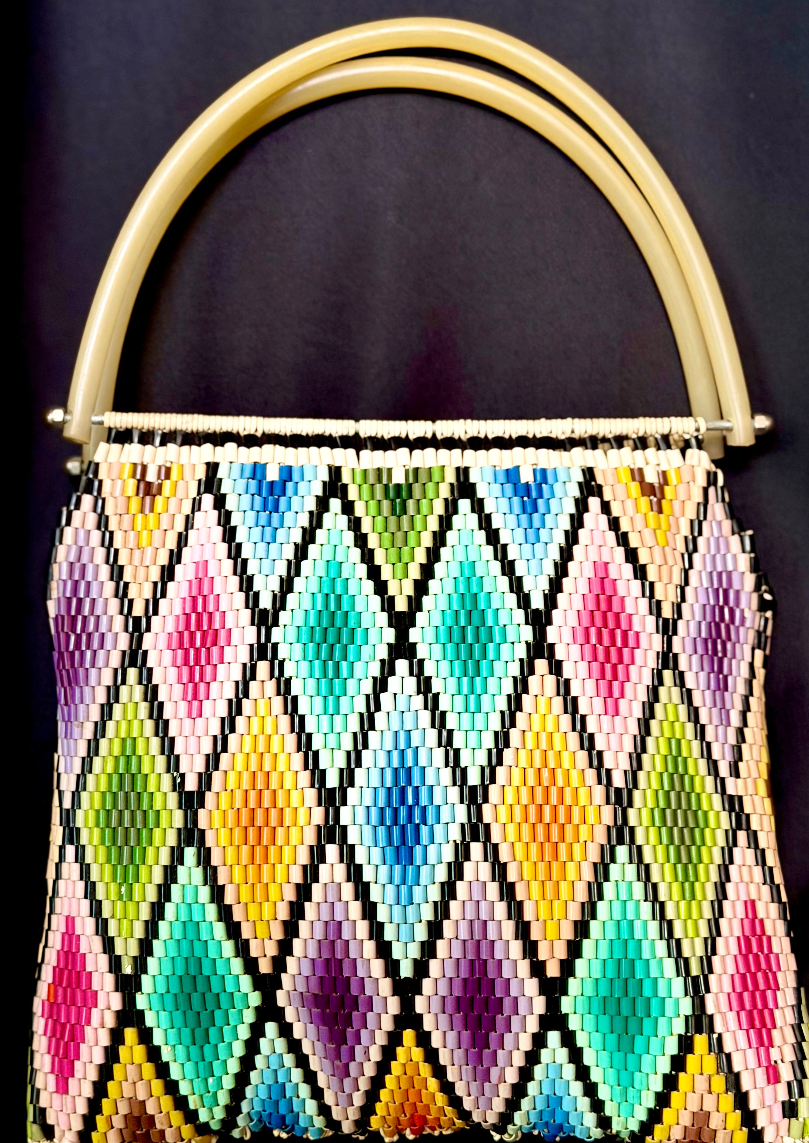 Mosaic Tote - 1960s Hand-Beaded Bag