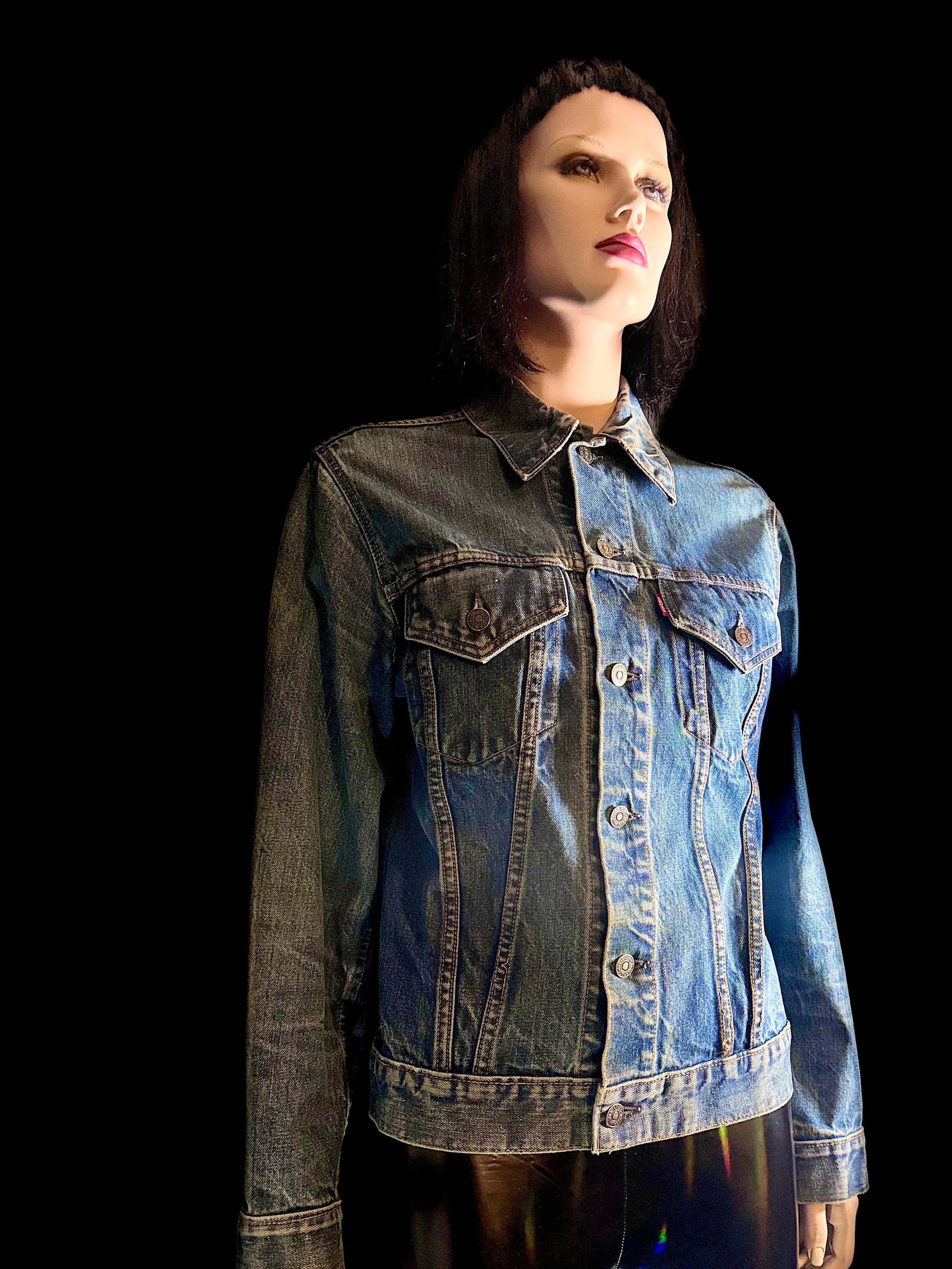 1960s Levi’s Big E Denim Trucker Jacket - Hand Painted Devil Artwork by New York Artist