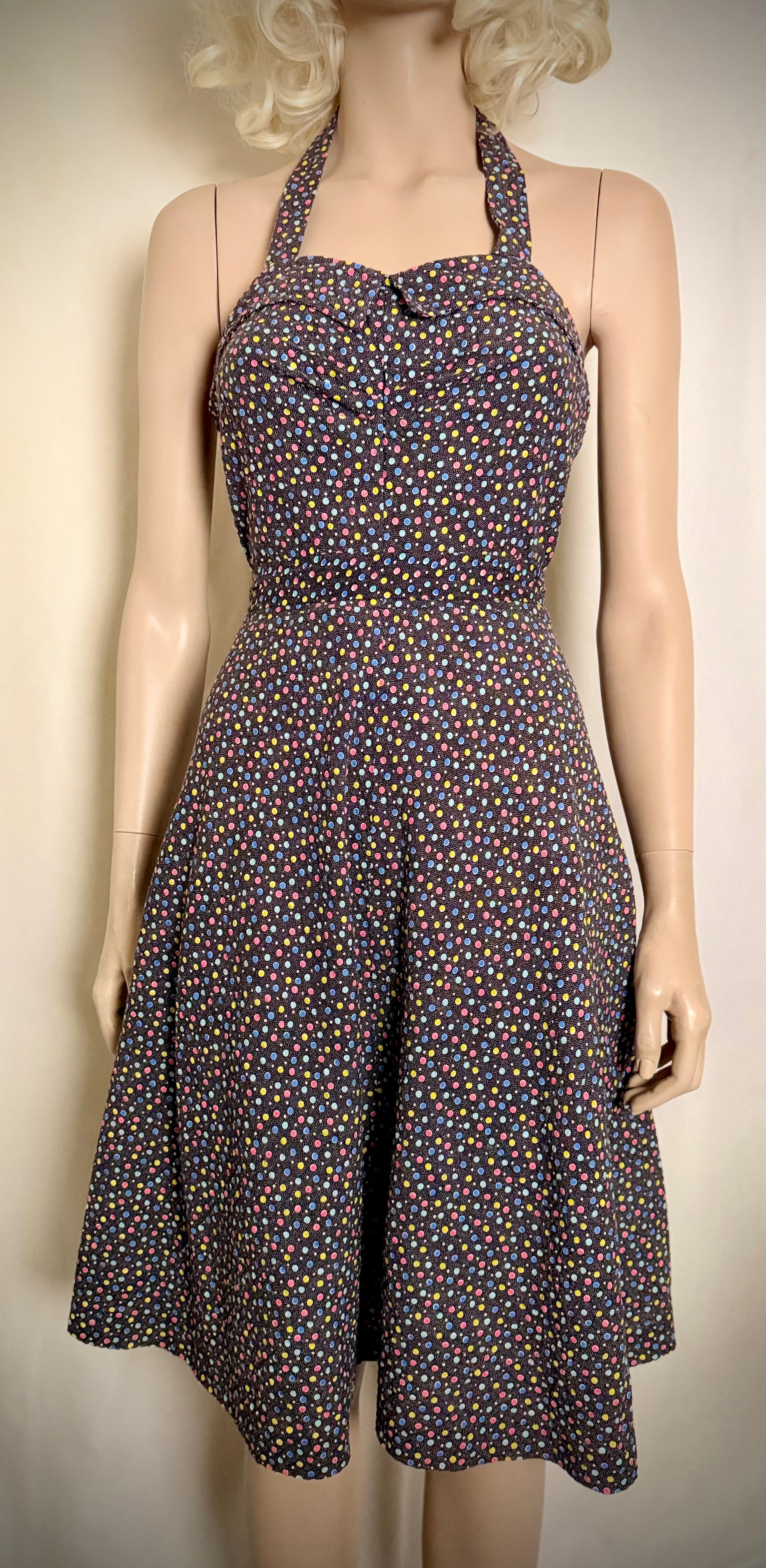1970s San Francisco Polka Dot Halter Dress