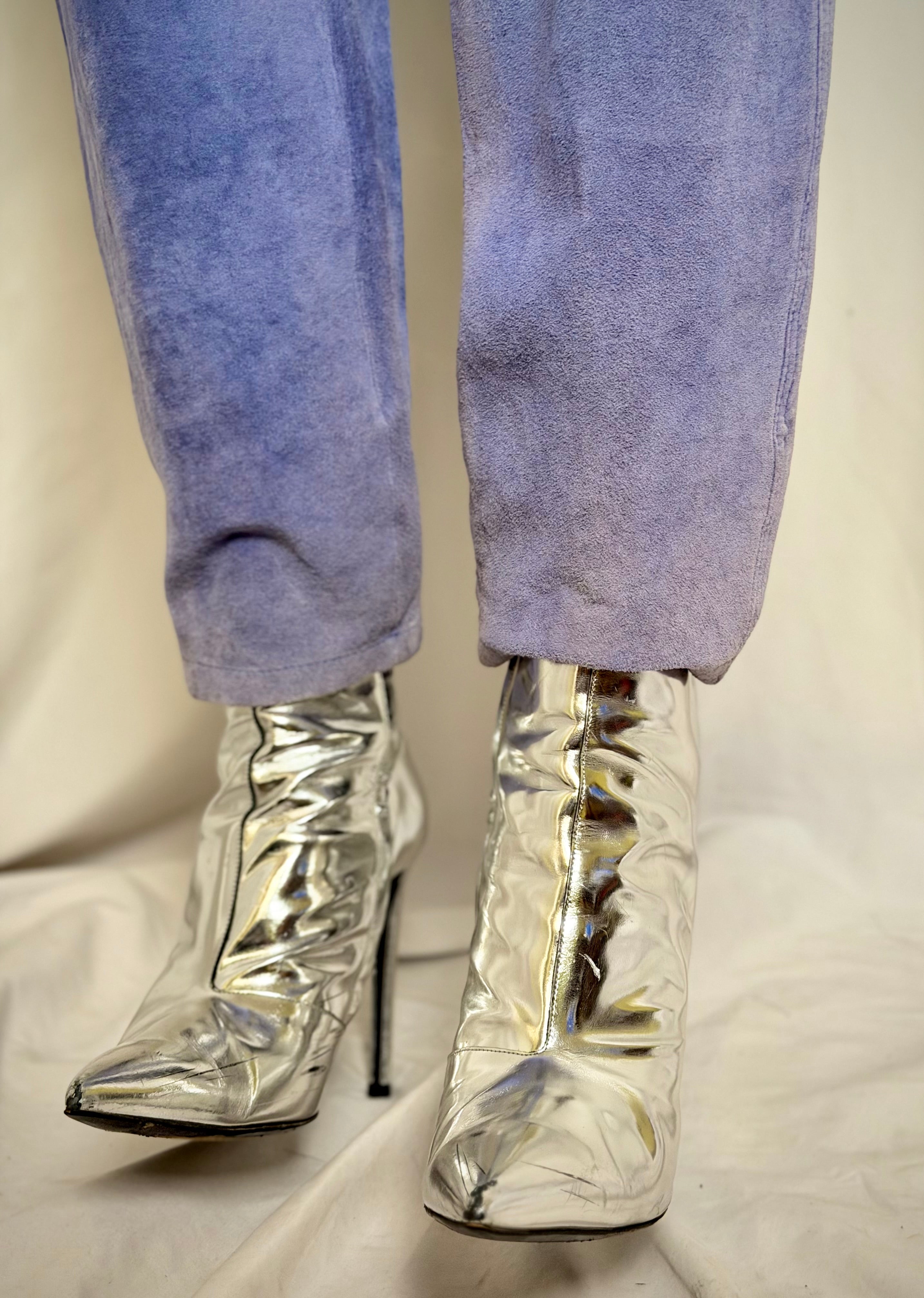 Early 90s Deadstock Powder-Blue Genuine Suede Jeans