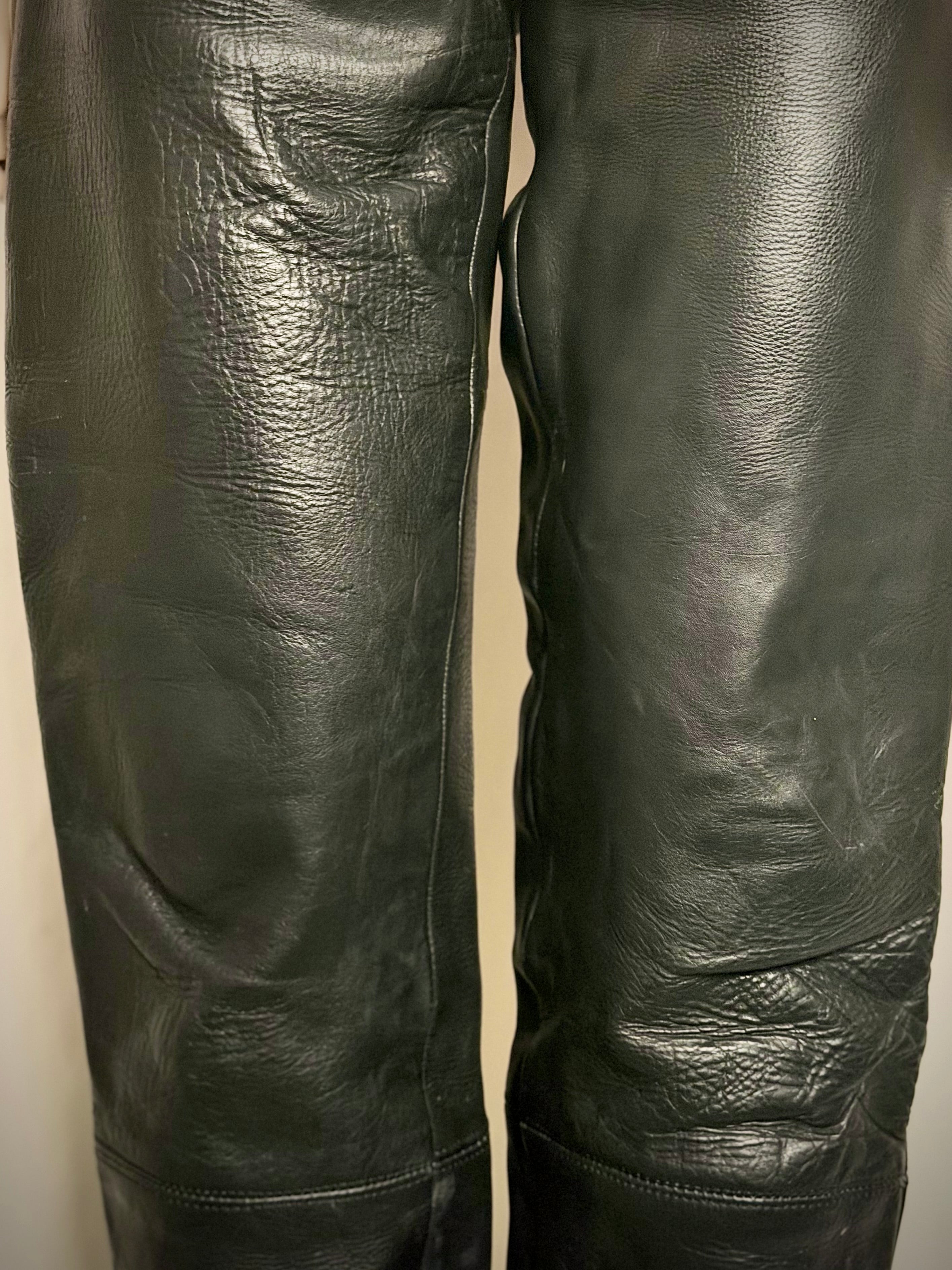 Heavyweight Vintage Leather Pants with Hide Variation - Rare