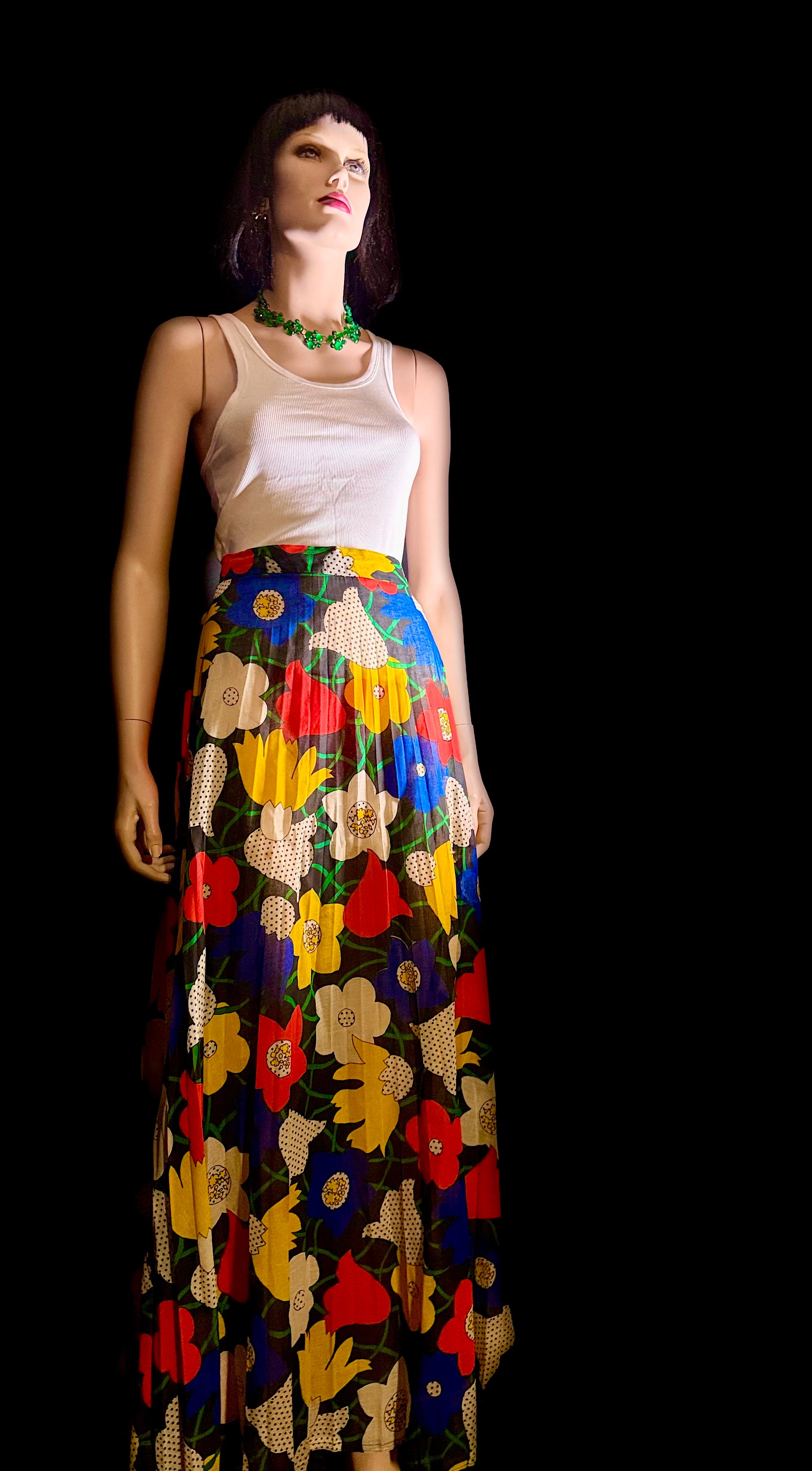 1960s Semi-Sheer Cotton Floral Maxi Skirt