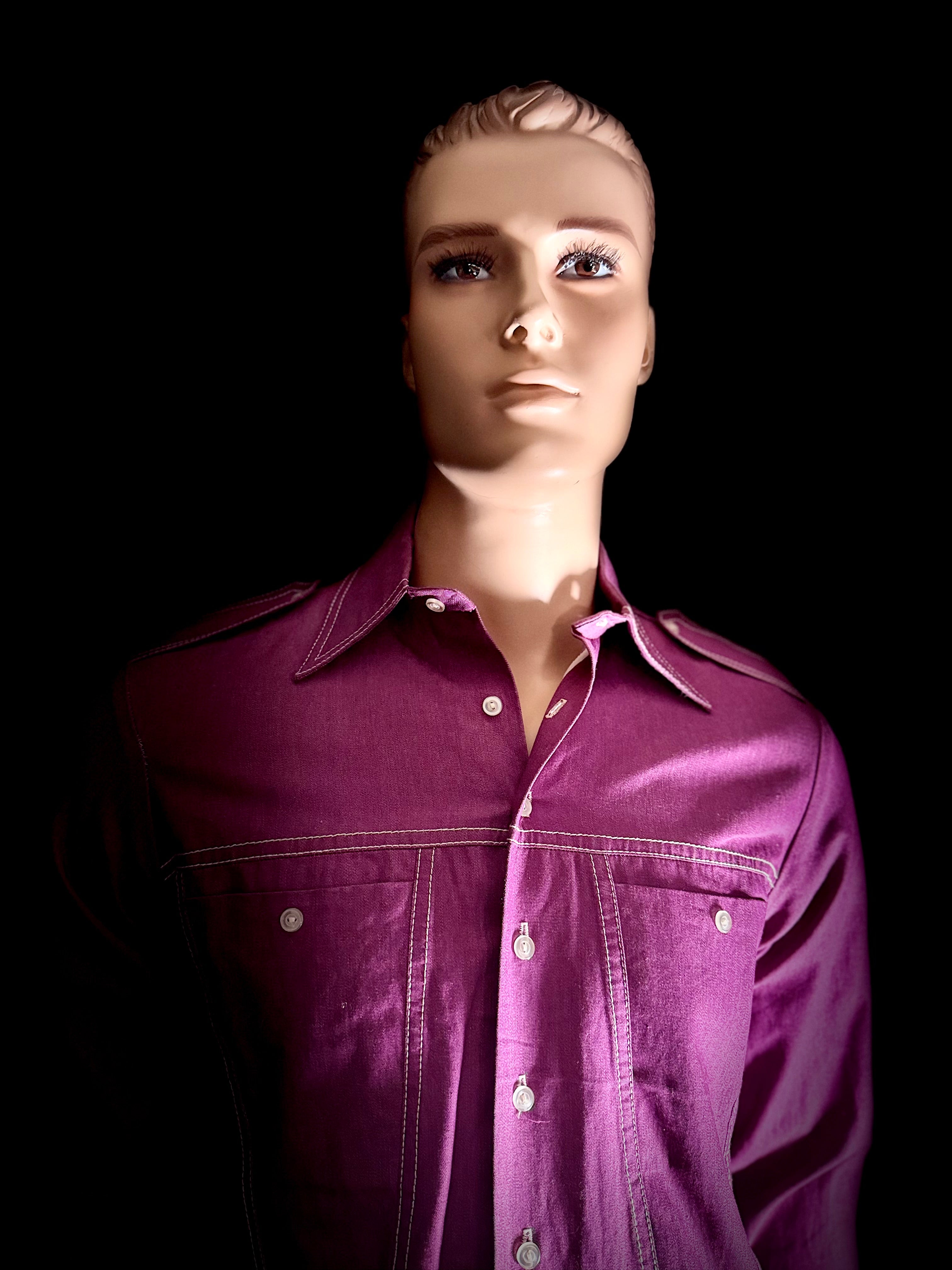 1960s Bisley Australian-Made Purple Denim Work Shirt – Deadstock