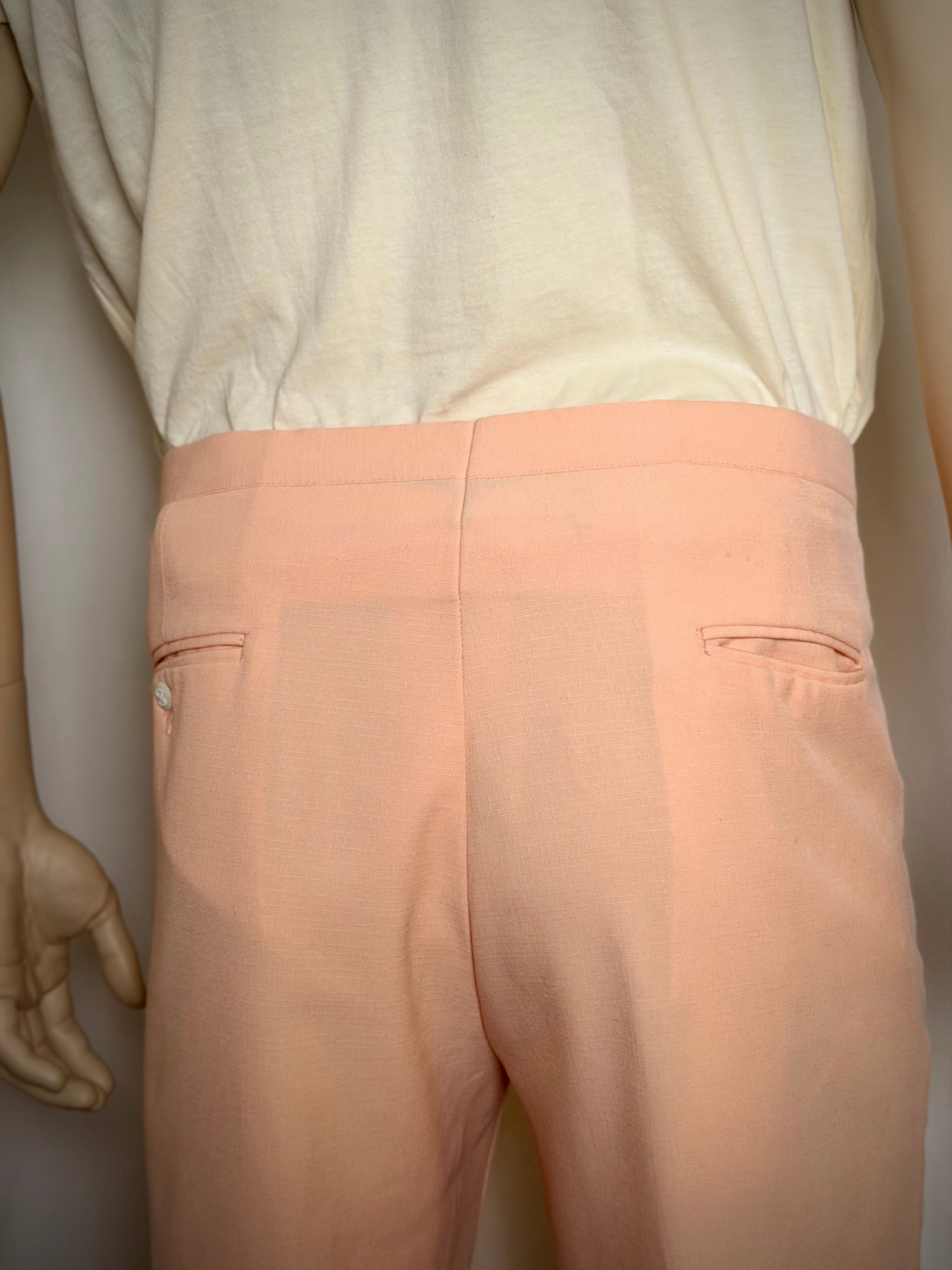 Late 1960s Apricot Tailored Trousers - High Rise | Cropped Length
