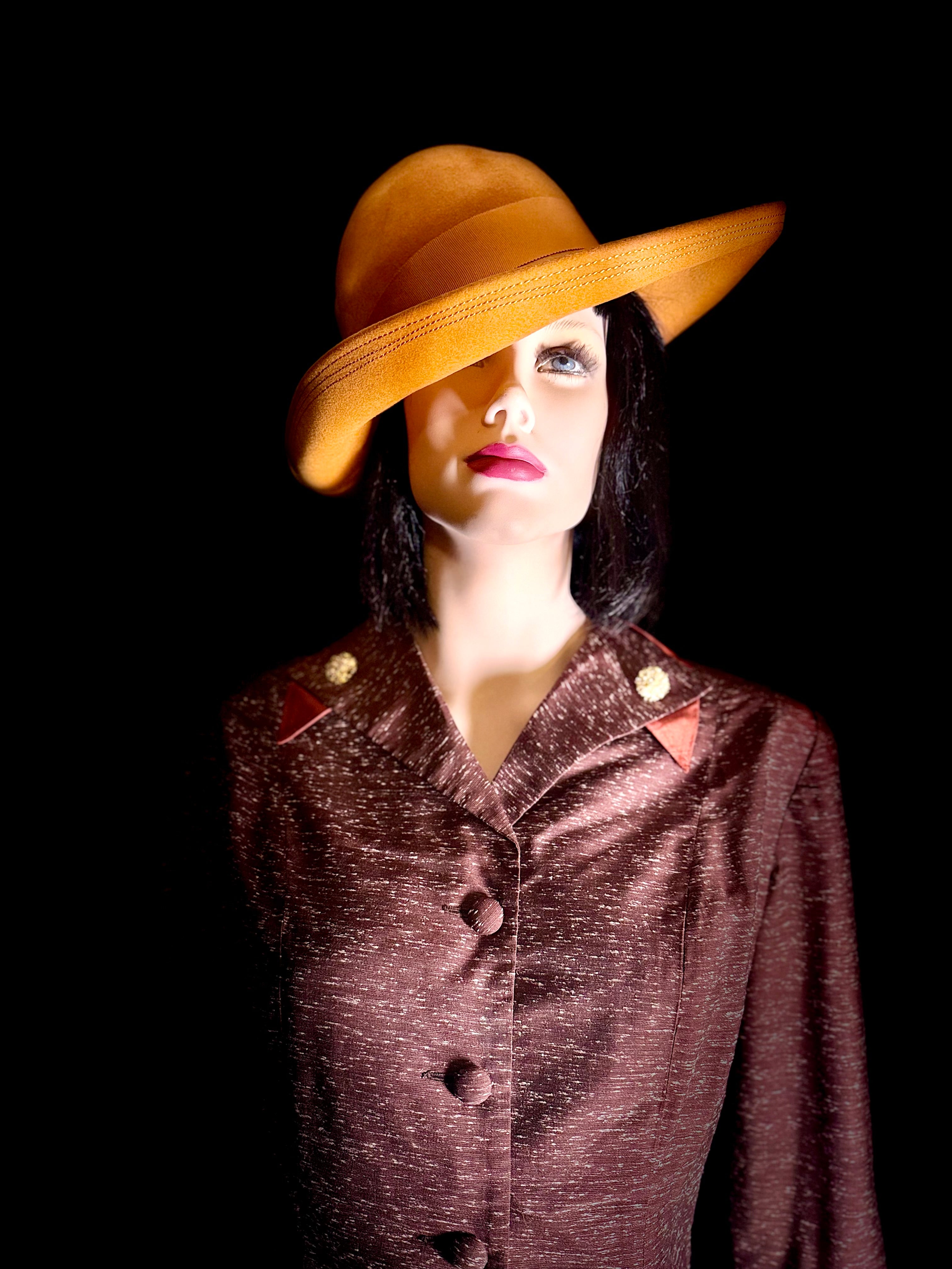 Late 1940s Vintage Skirt Suit - Rayon-Cotton with Satin Collar Detail