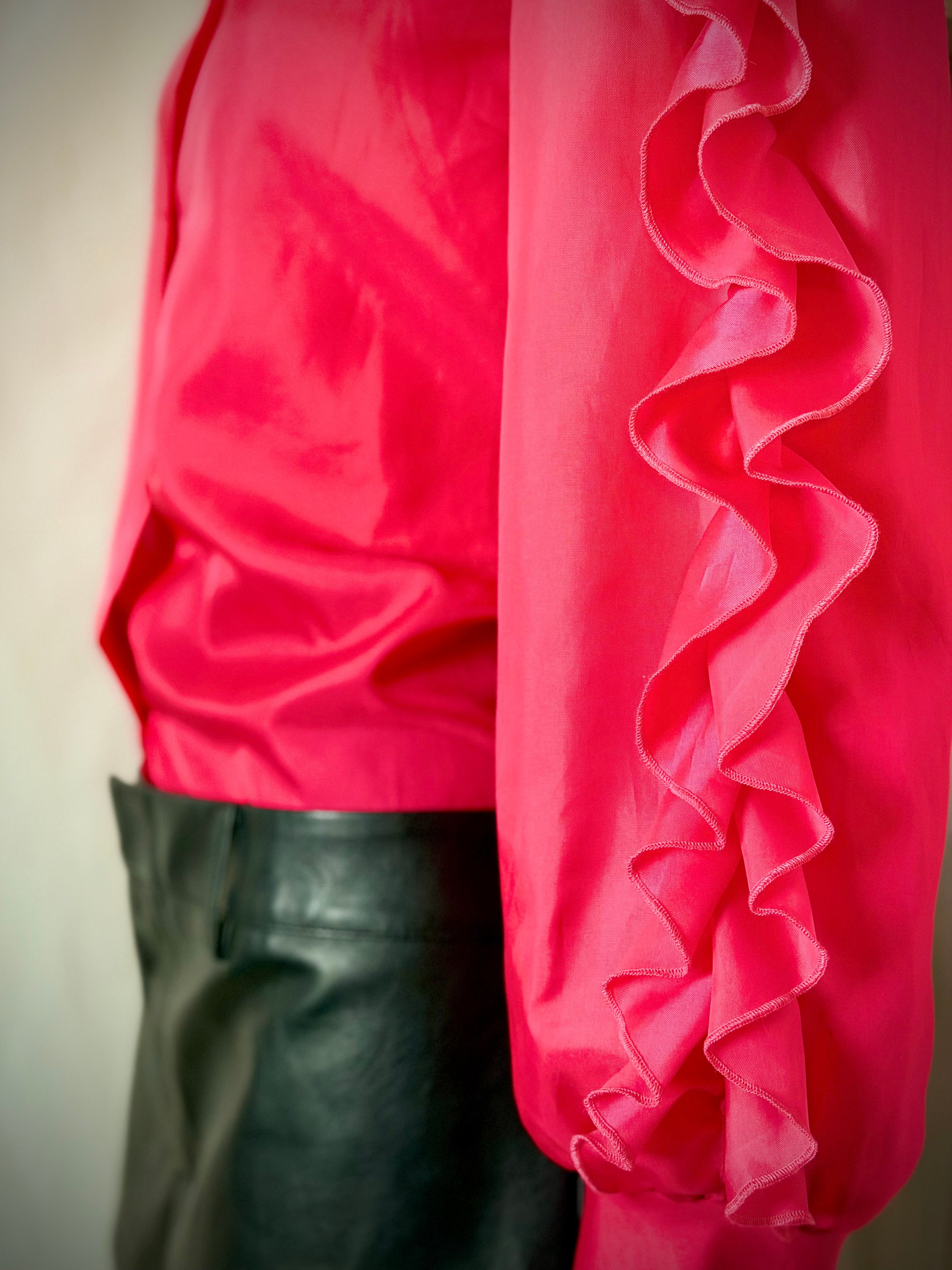 Hot Pink Ruffle Statement Blouse | 80s-90s