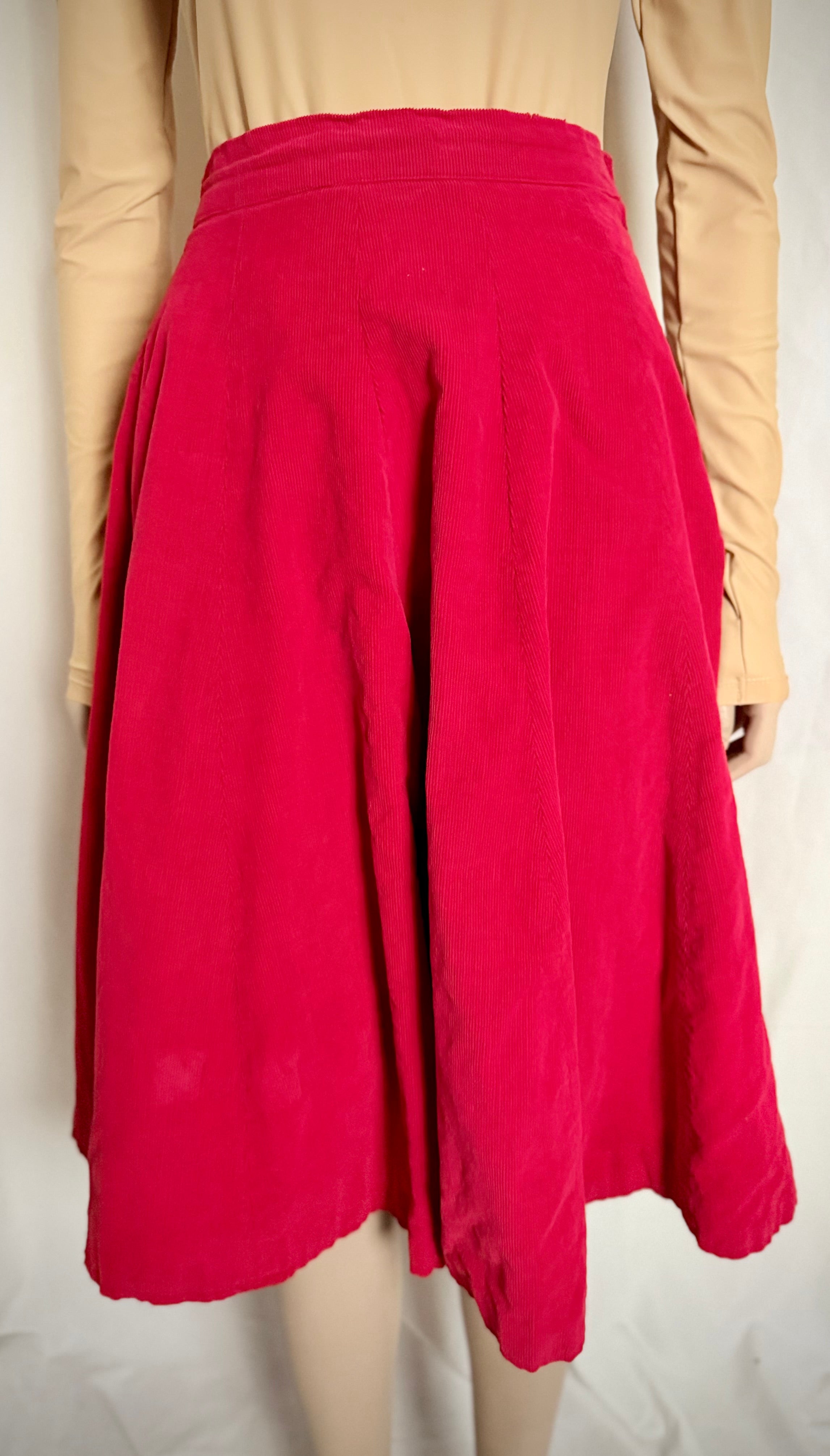 Reversible Red Corduroy Circle Skirt