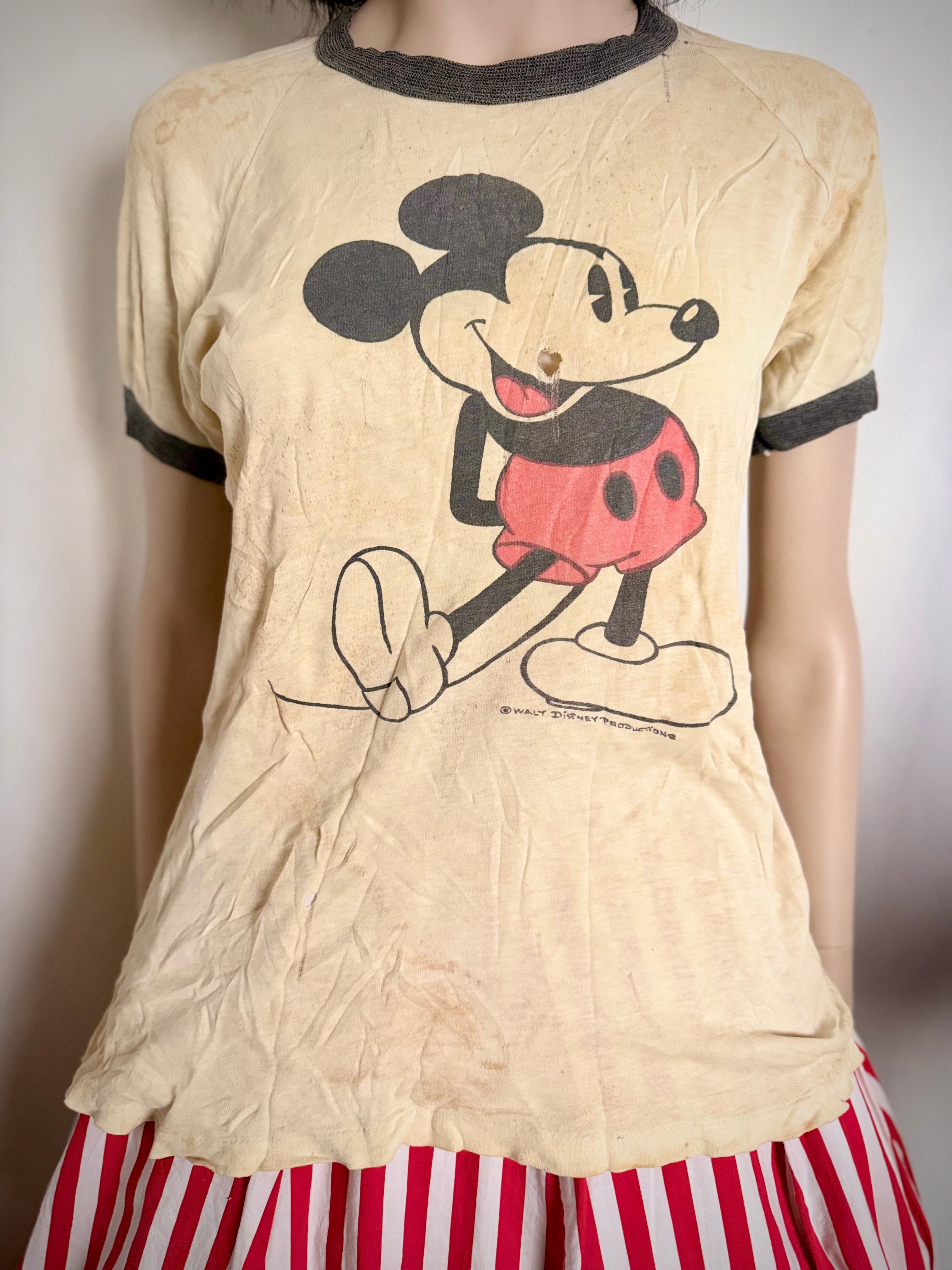 Rare Early Walt Disney Productions Mickey Mouse Ringer T-shirt Dating Most Likely to the Early 1960s.