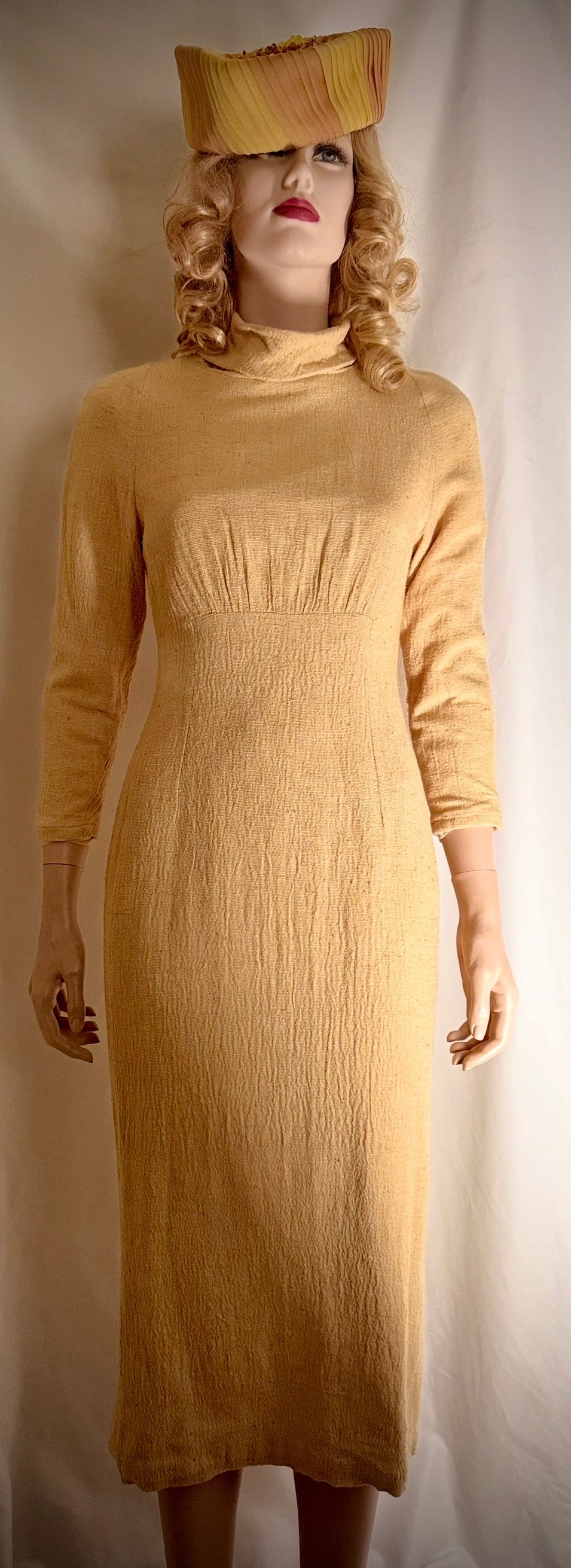 1960s Berlin Raw Silk Midi Dress - Textured Weave