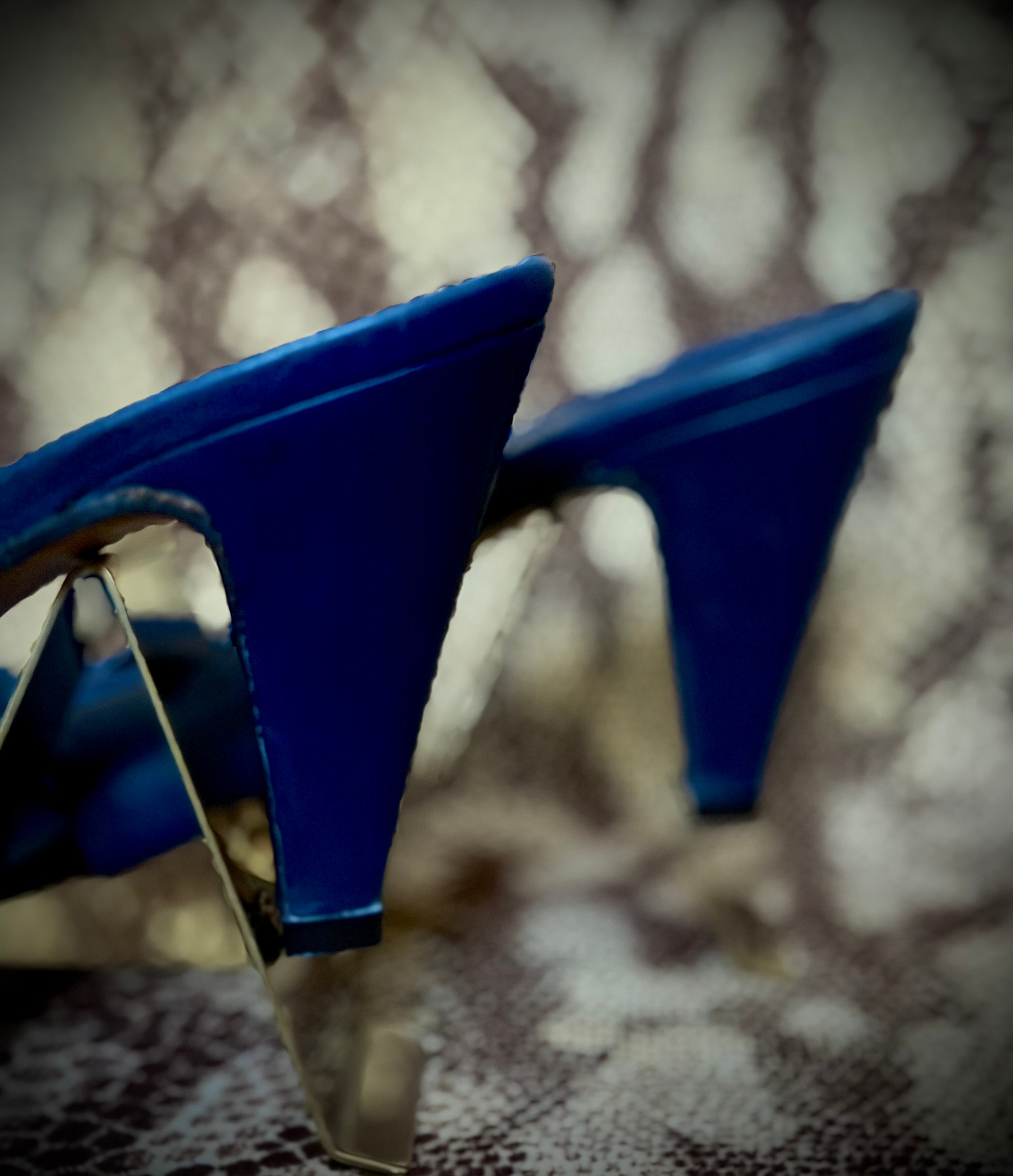Bloomingdale’s Blue Leather Knot Mules – Deadstock 1980s (Italy) EU 38