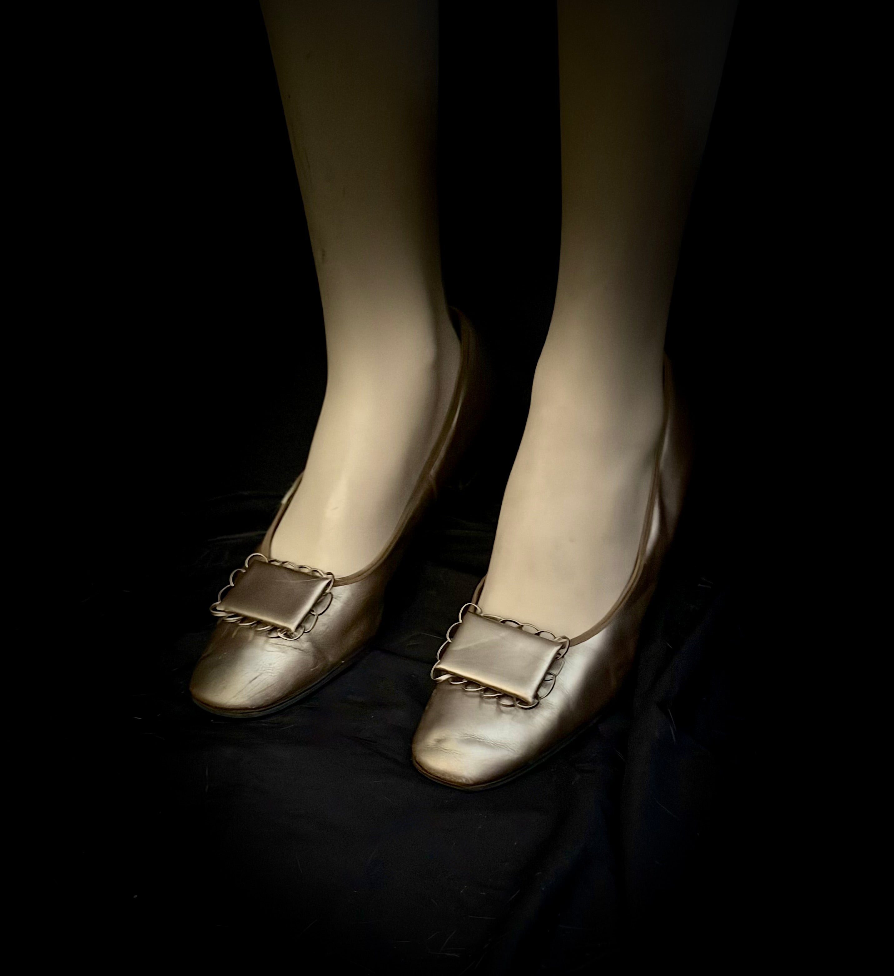 Early 1960s Champagne Metallic Leather
Pumps - Fully Restored