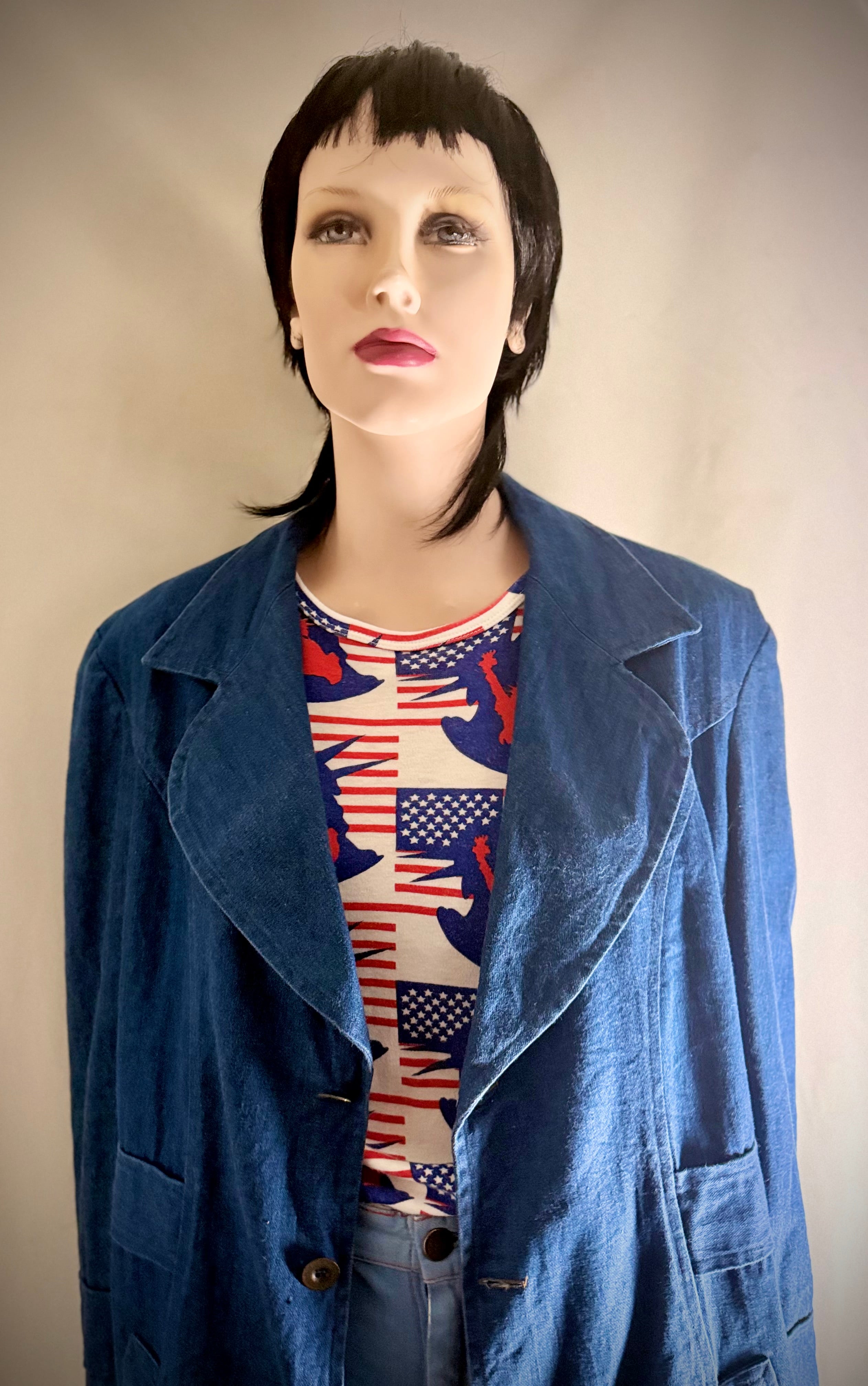 Late 60s French Indigo Utility Jacket – Military Workwear, Long Line
