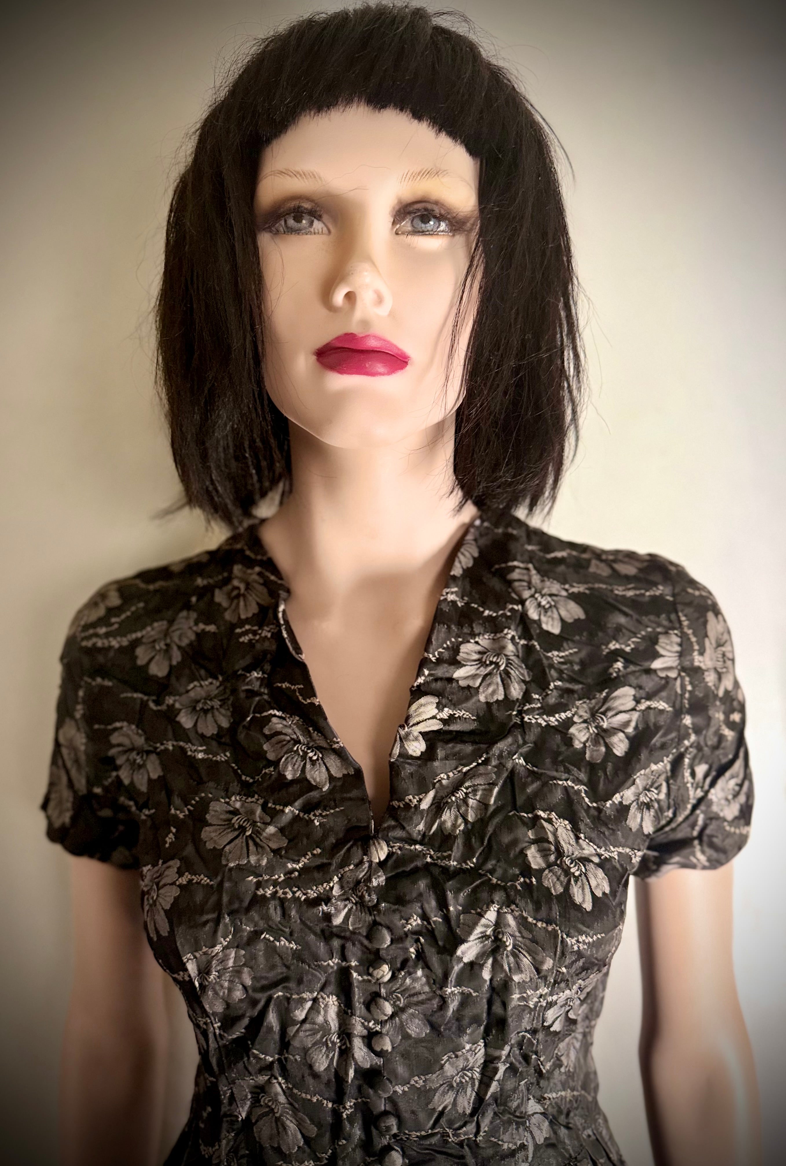 Late 1940s–Early 1950s Sculptural Floral Cocktail Dress