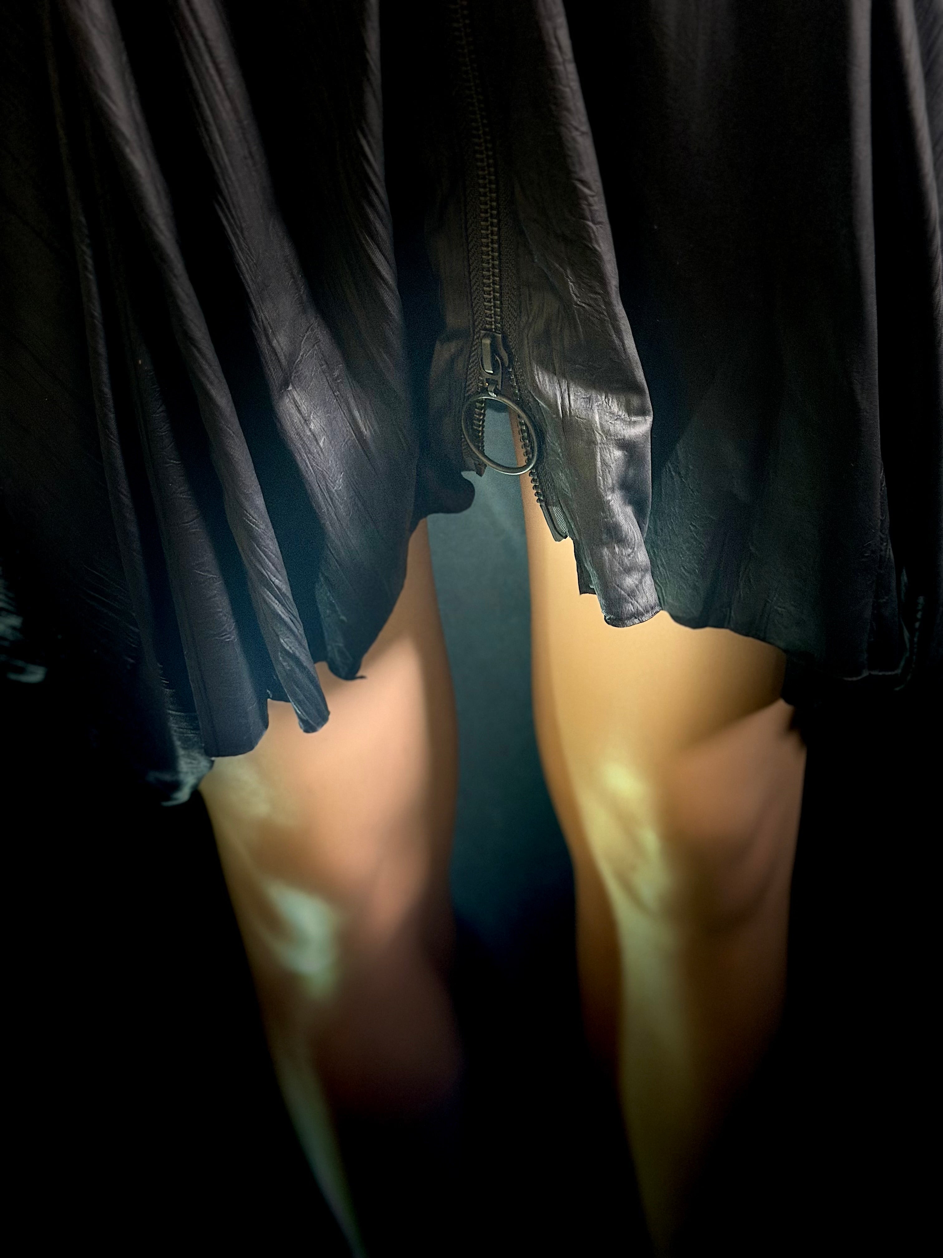 Vintage Ksubi Black Zip-Front Dress with Crinkle Finish