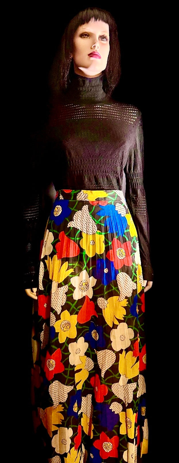 1960s Semi-Sheer Cotton Floral Maxi Skirt