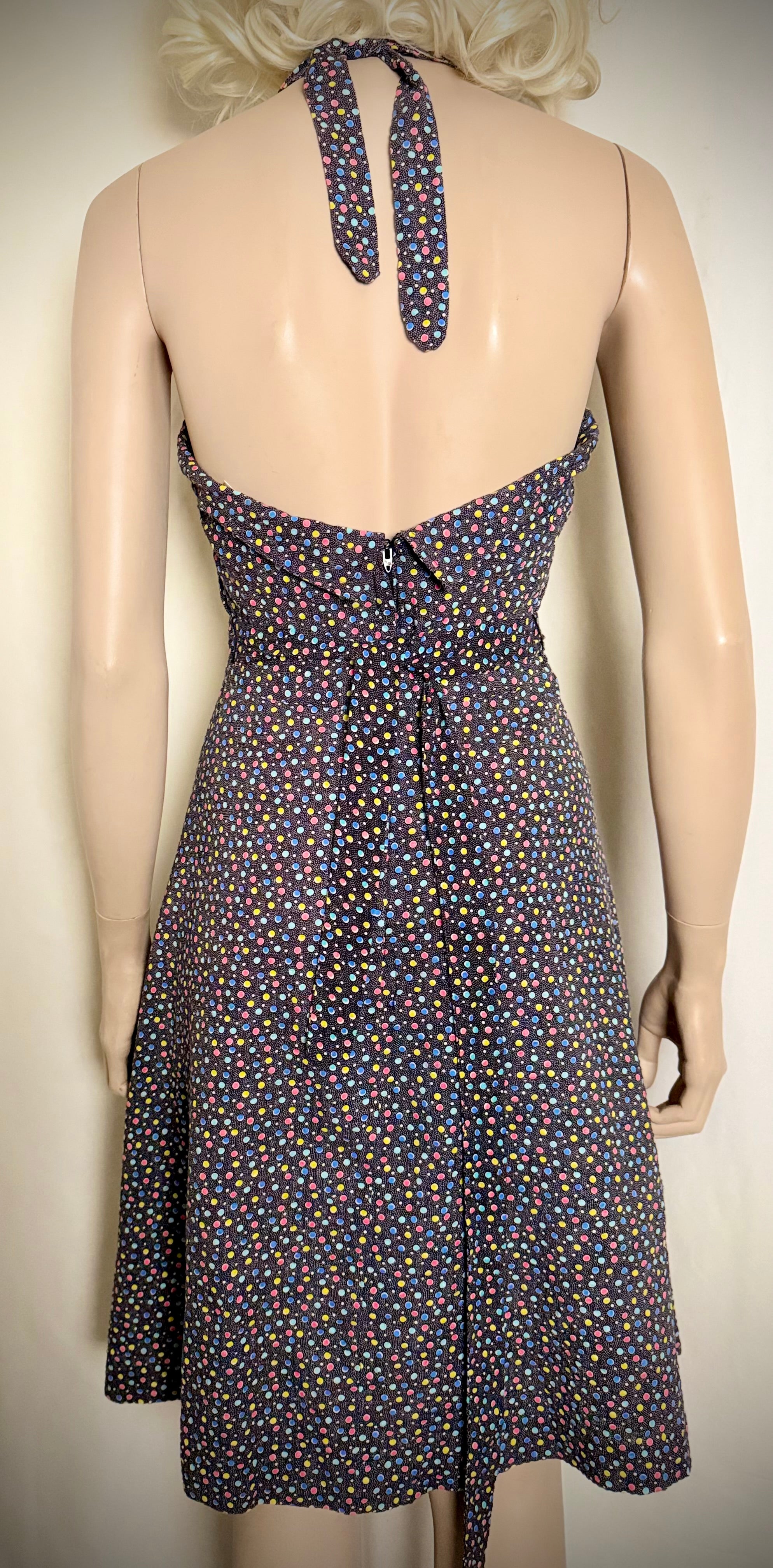 1970s San Francisco Polka Dot Halter Dress
