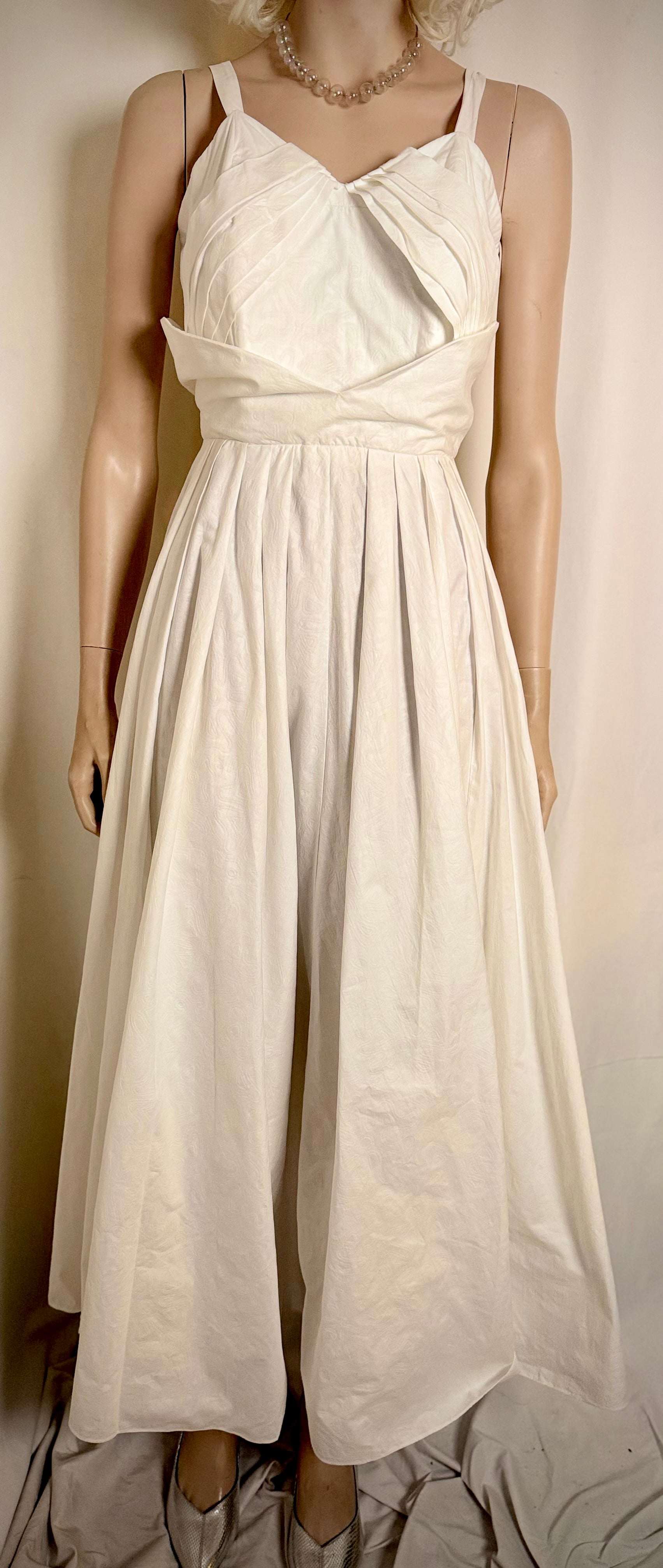 1950s Bengston Modell Sculptural Floral Jacquard Cotton Dress
