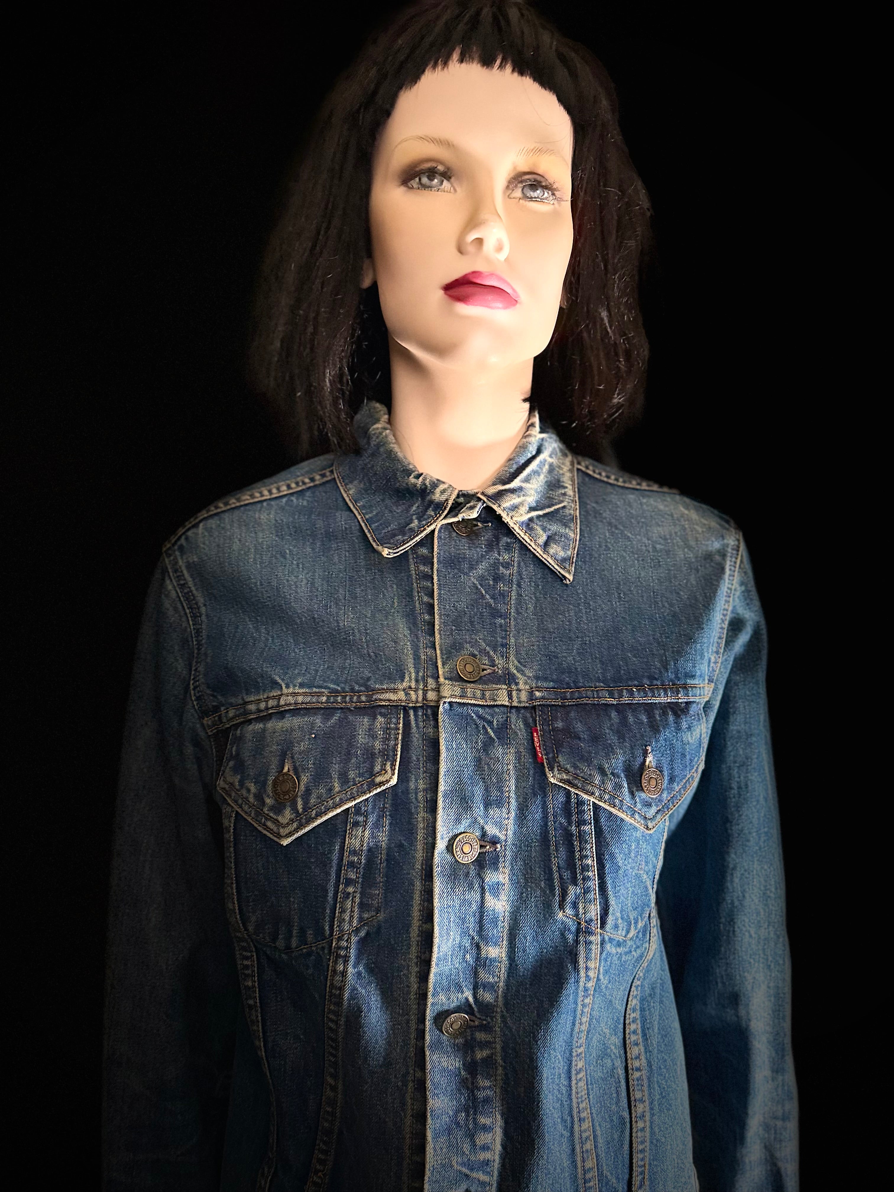 1960s Levi’s Big E Denim Trucker Jacket - Hand Painted Devil Artwork by New York Artist