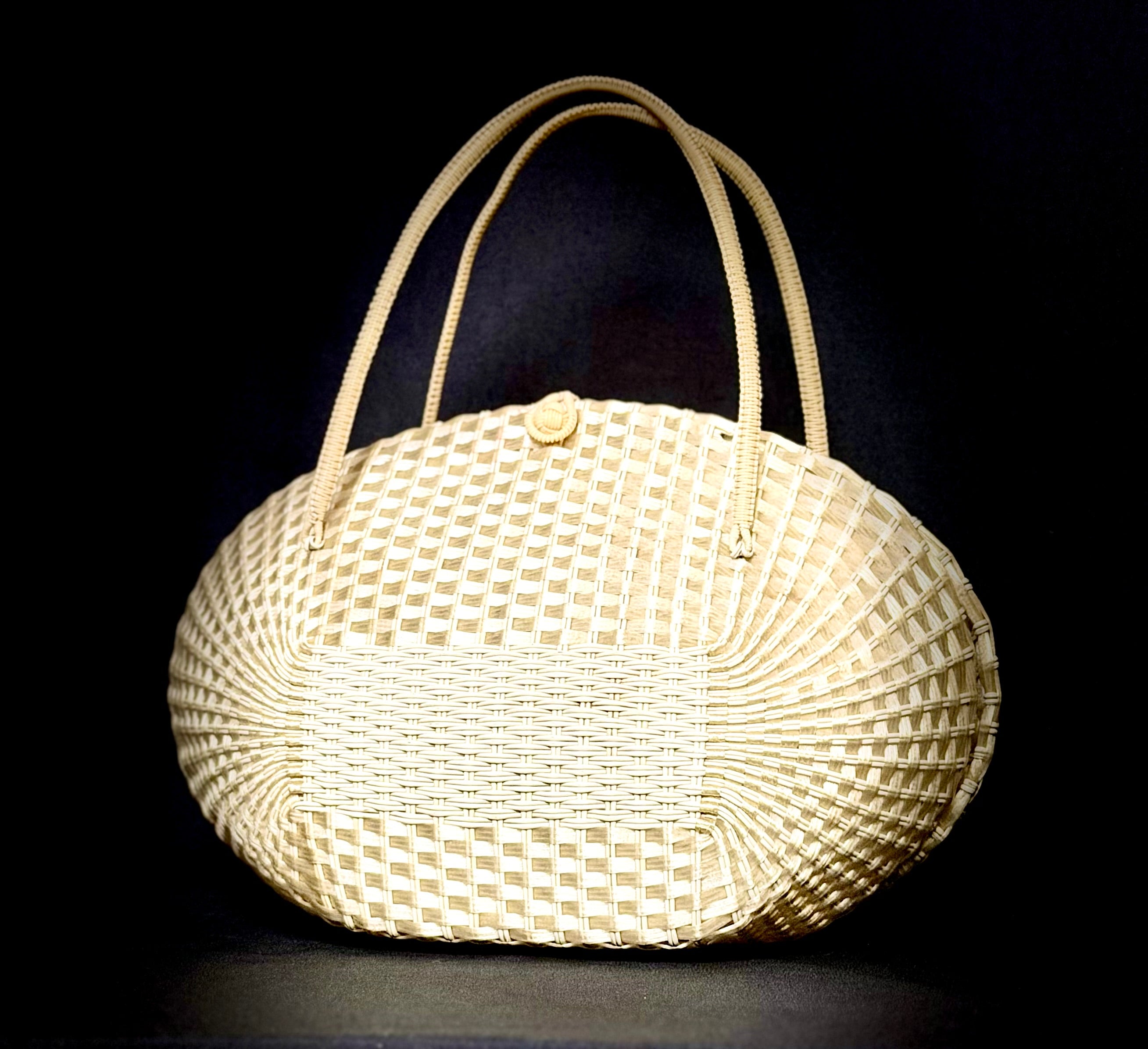 Woven Carryall - 1950s Sculpted Basket Handbag