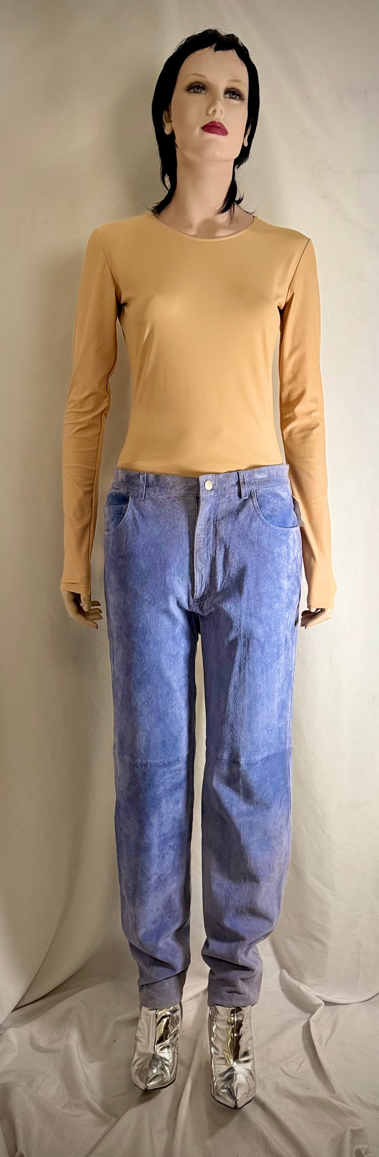 Early 90s Deadstock Powder-Blue Genuine Suede Jeans